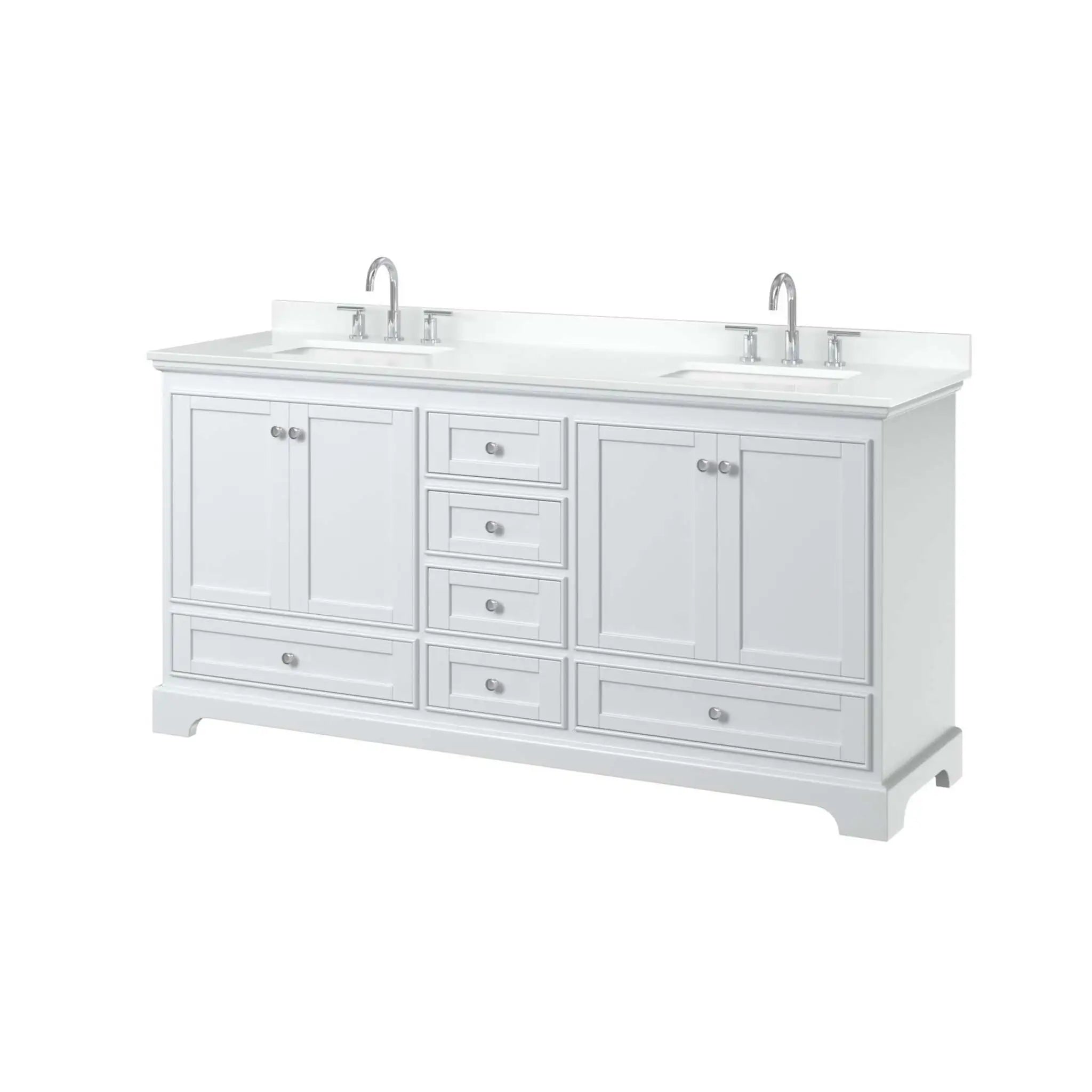 72" Deborah Double Bathroom Vanity in White with Polished Chrome Trim by Wyndham