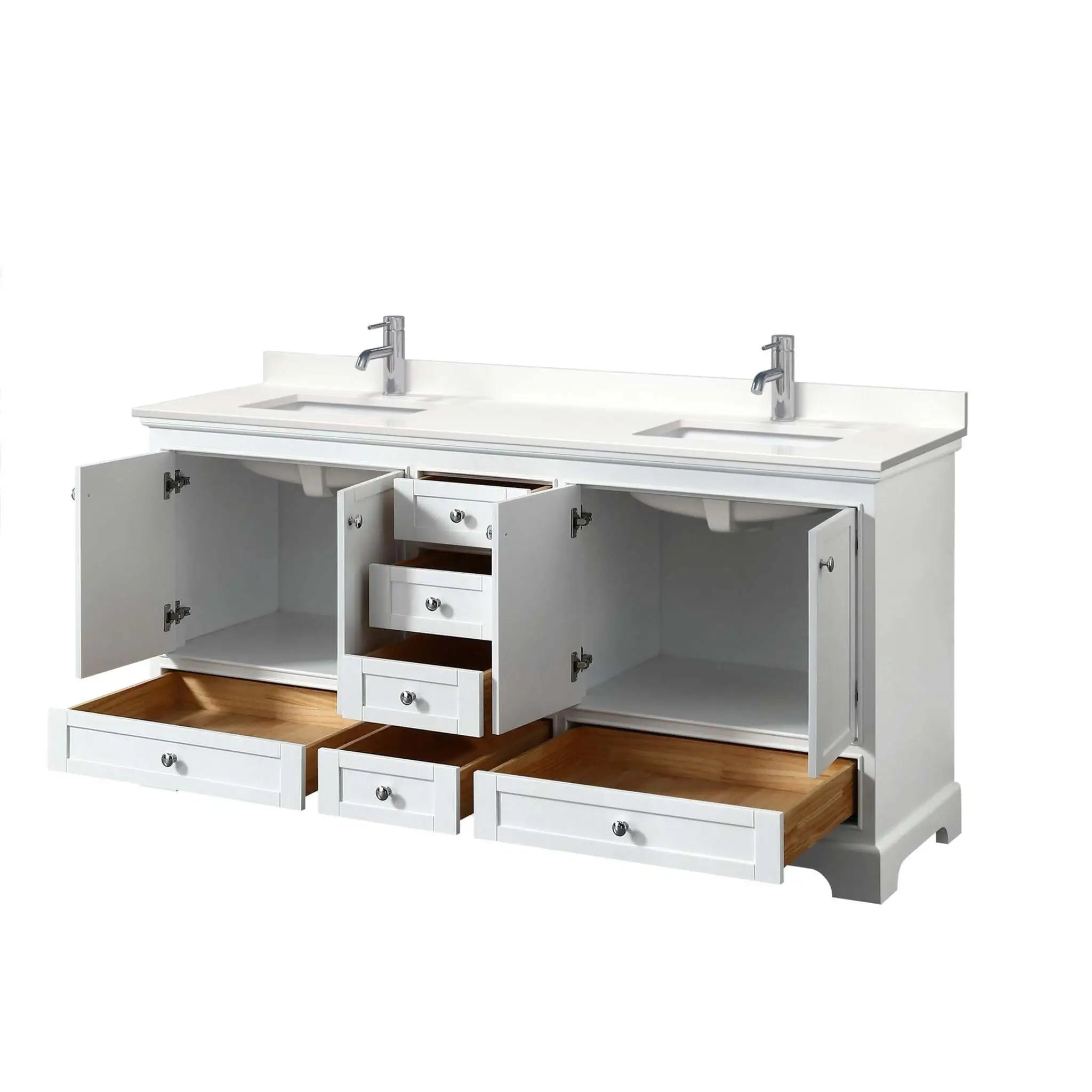 72" Deborah Double Bathroom Vanity in White with Polished Chrome Trim by Wyndham