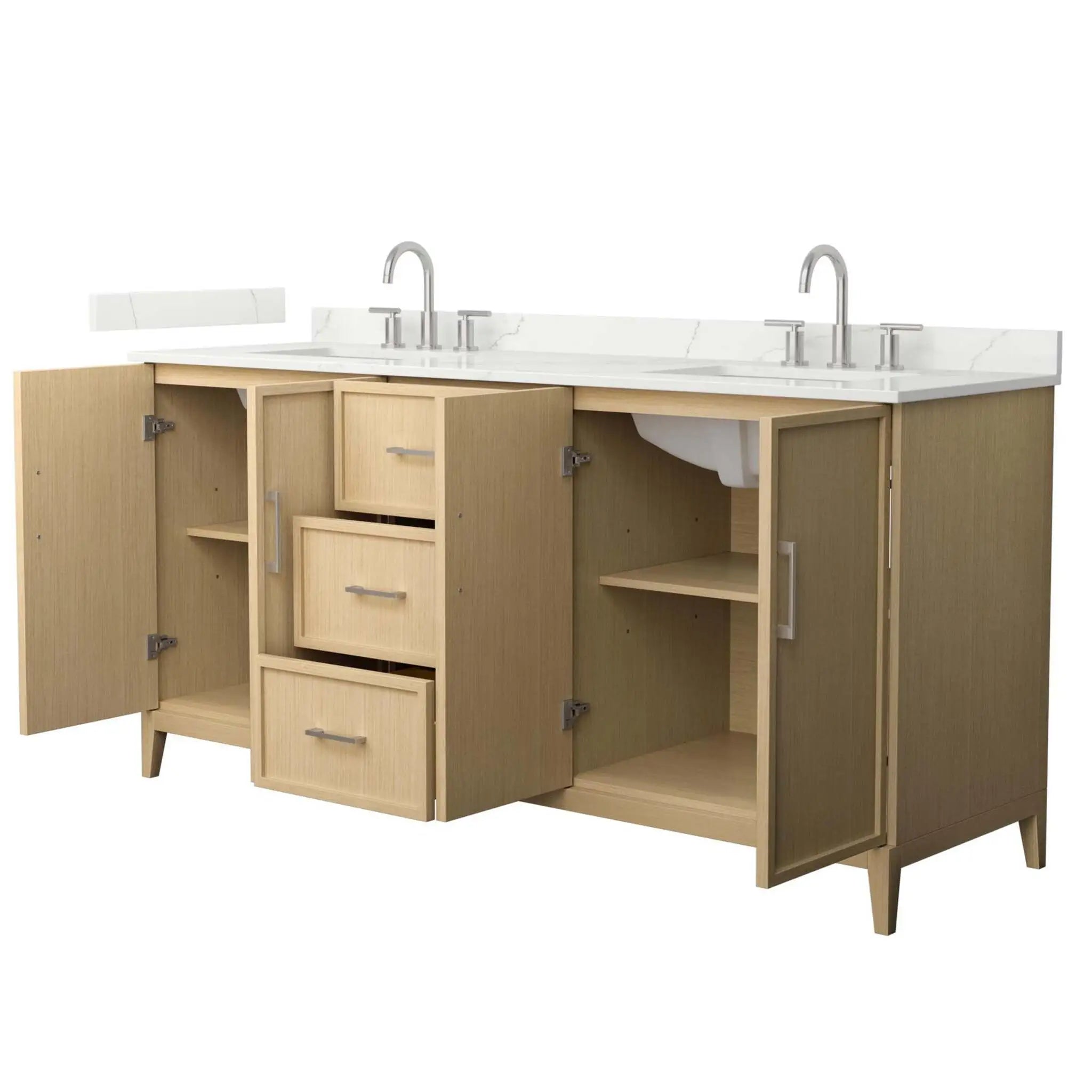 72" Elan Double Bathroom Vanity in White Oak with Brushed Nickel Trim by Wyndham