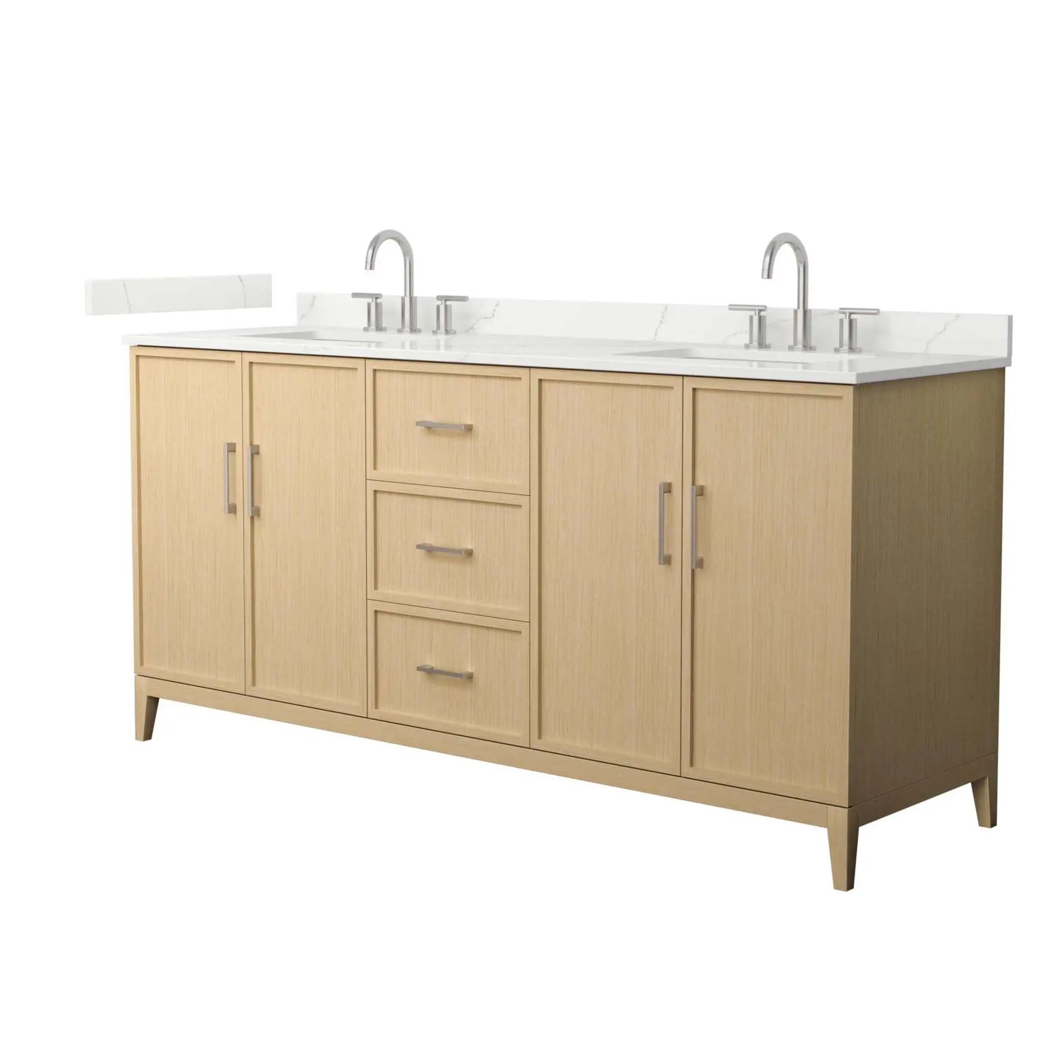 72" Elan Double Bathroom Vanity in White Oak with Brushed Nickel Trim by Wyndham