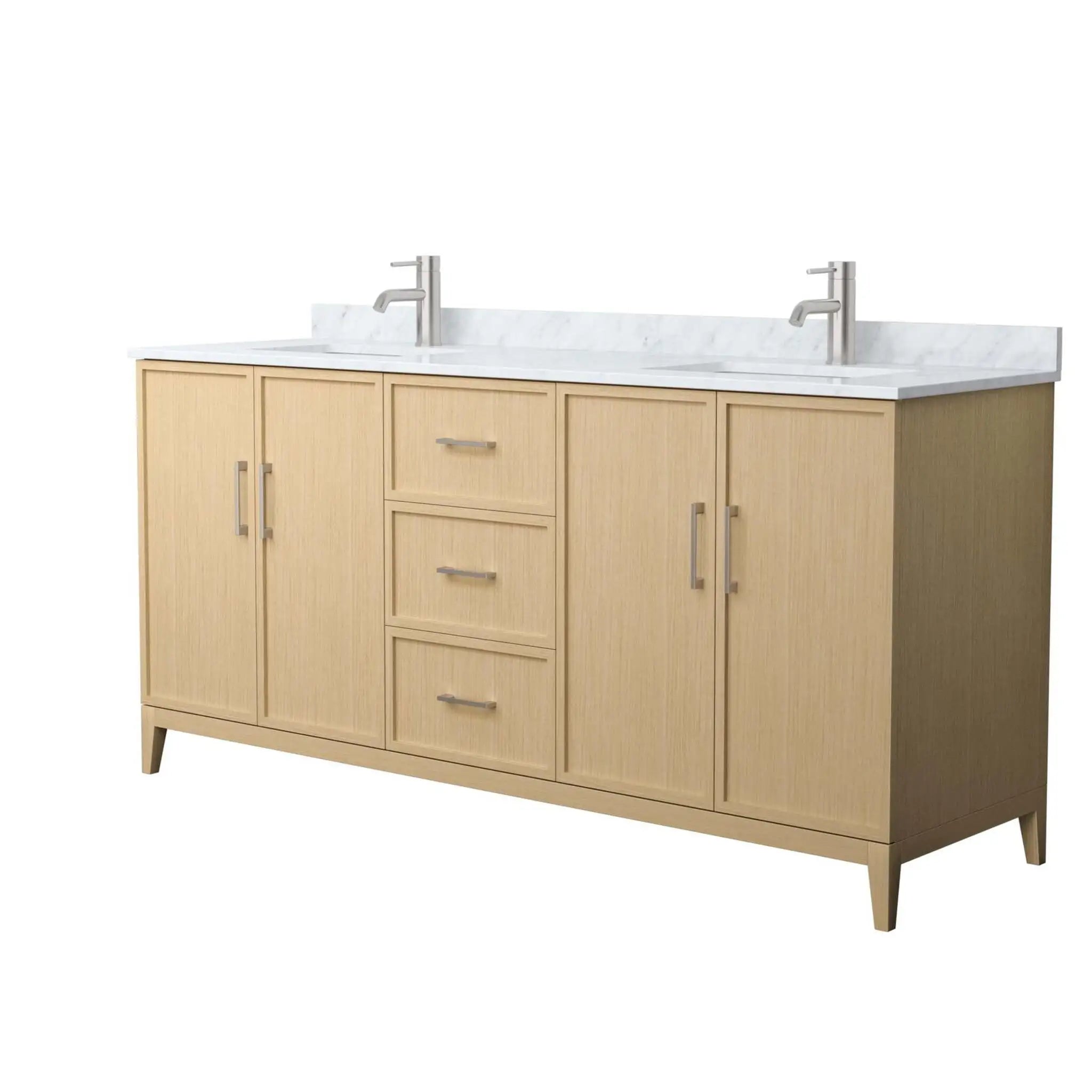 72" Elan Double Bathroom Vanity in White Oak with Brushed Nickel Trim by Wyndham