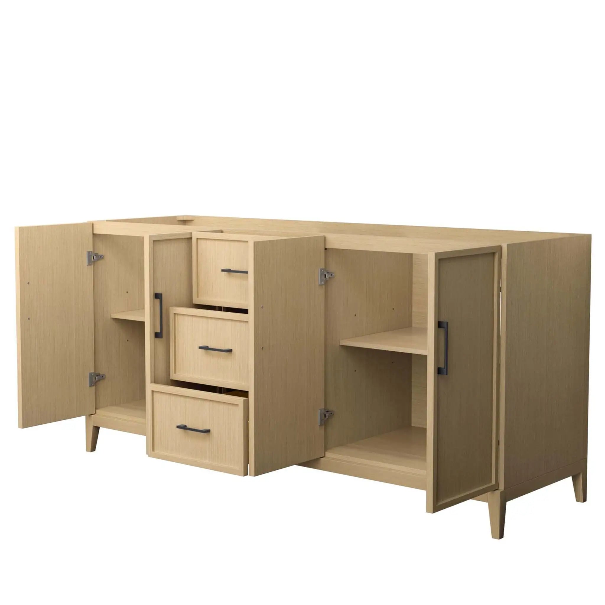 72" Elan Double Bathroom Vanity in White Oak with Matte Black Trim by Wyndham