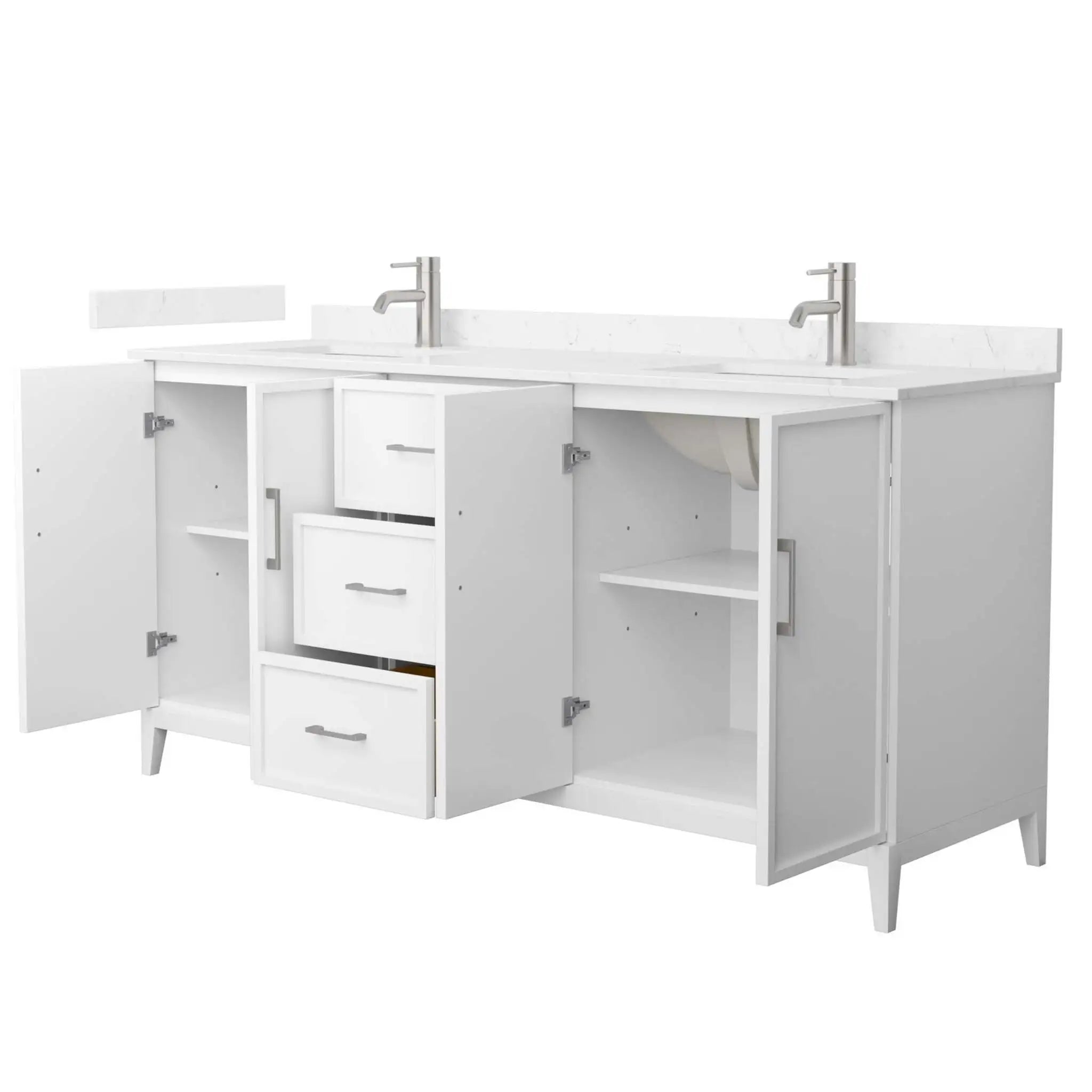 72" Elan Double Bathroom Vanity in White with Brushed Nickel Trim by Wyndham