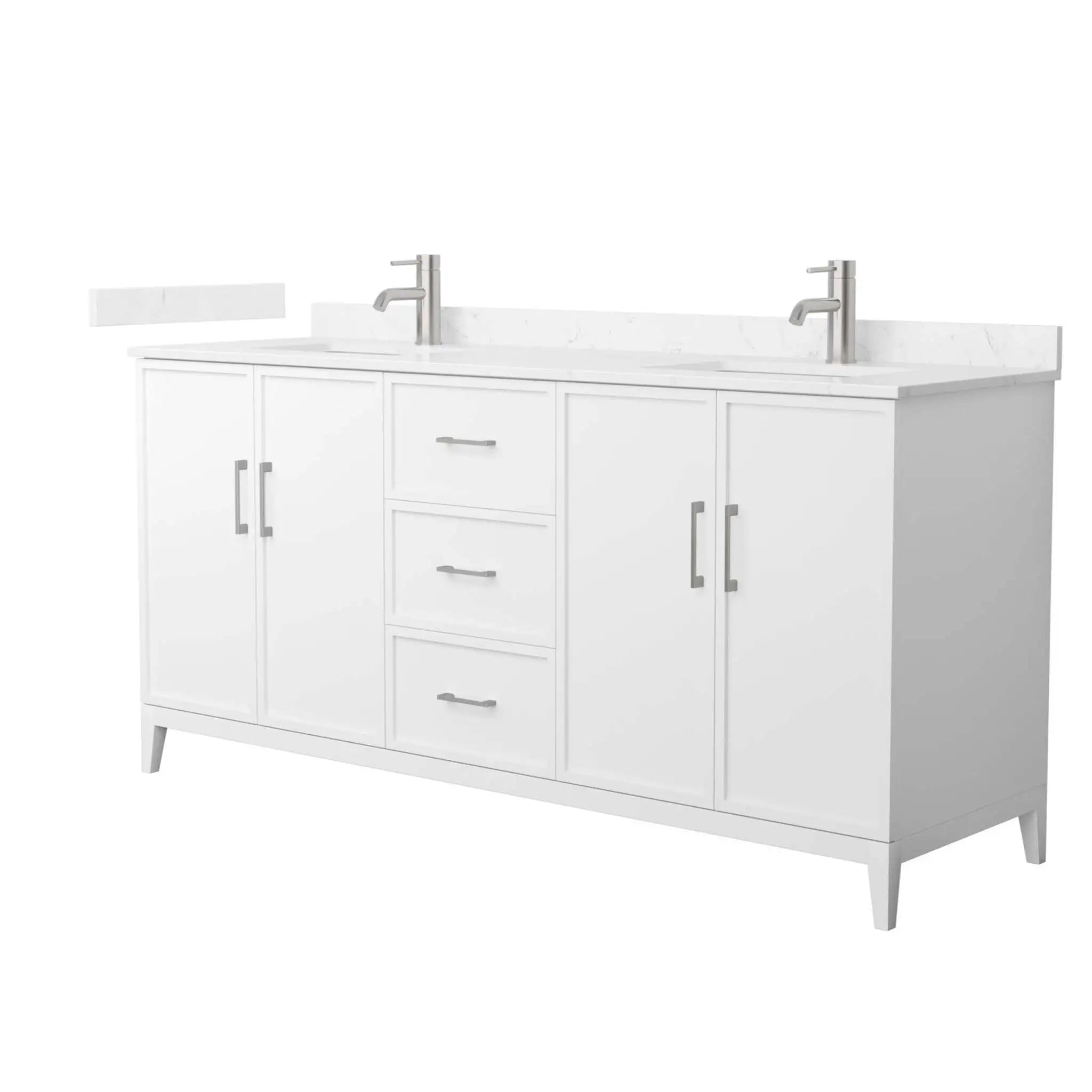 72" Elan Double Bathroom Vanity in White with Brushed Nickel Trim by Wyndham