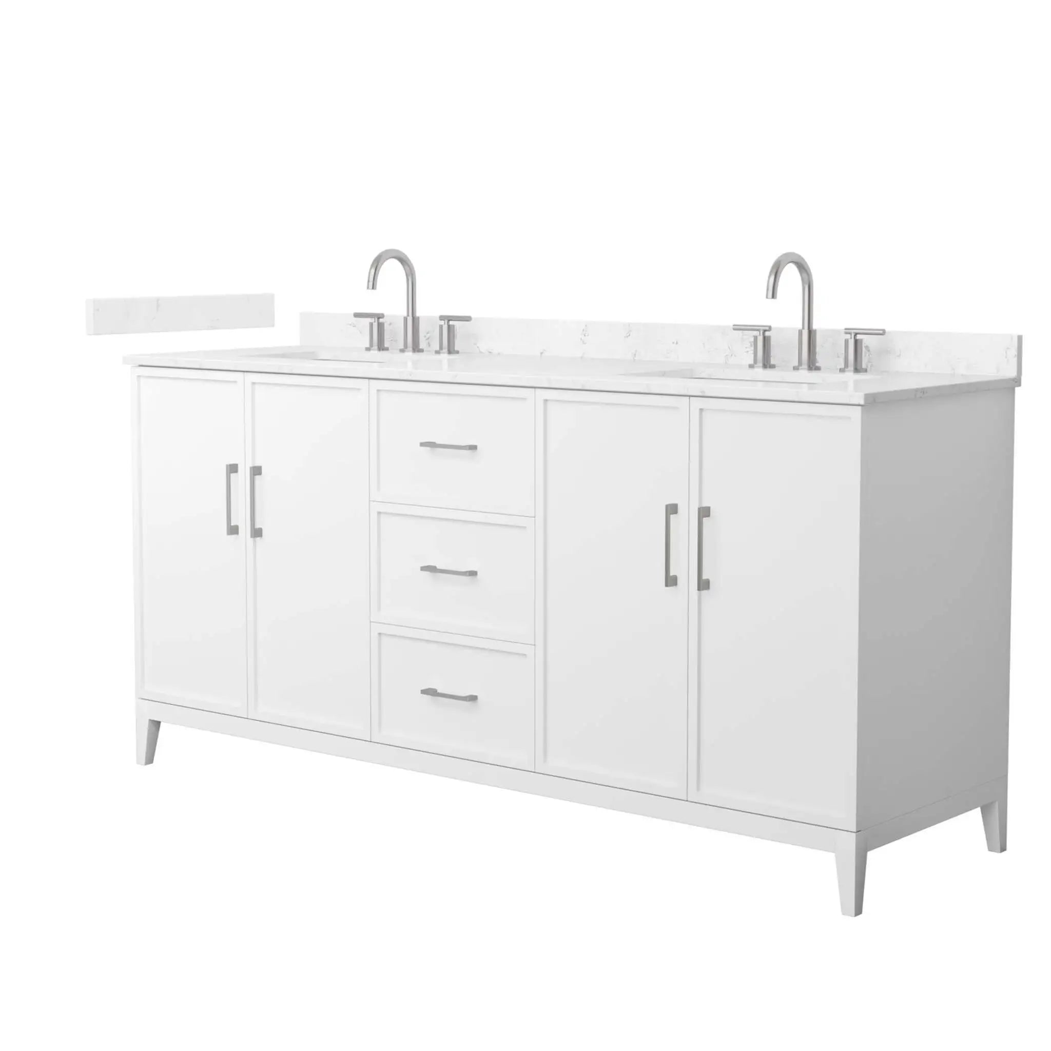 72" Elan Double Bathroom Vanity in White with Brushed Nickel Trim by Wyndham