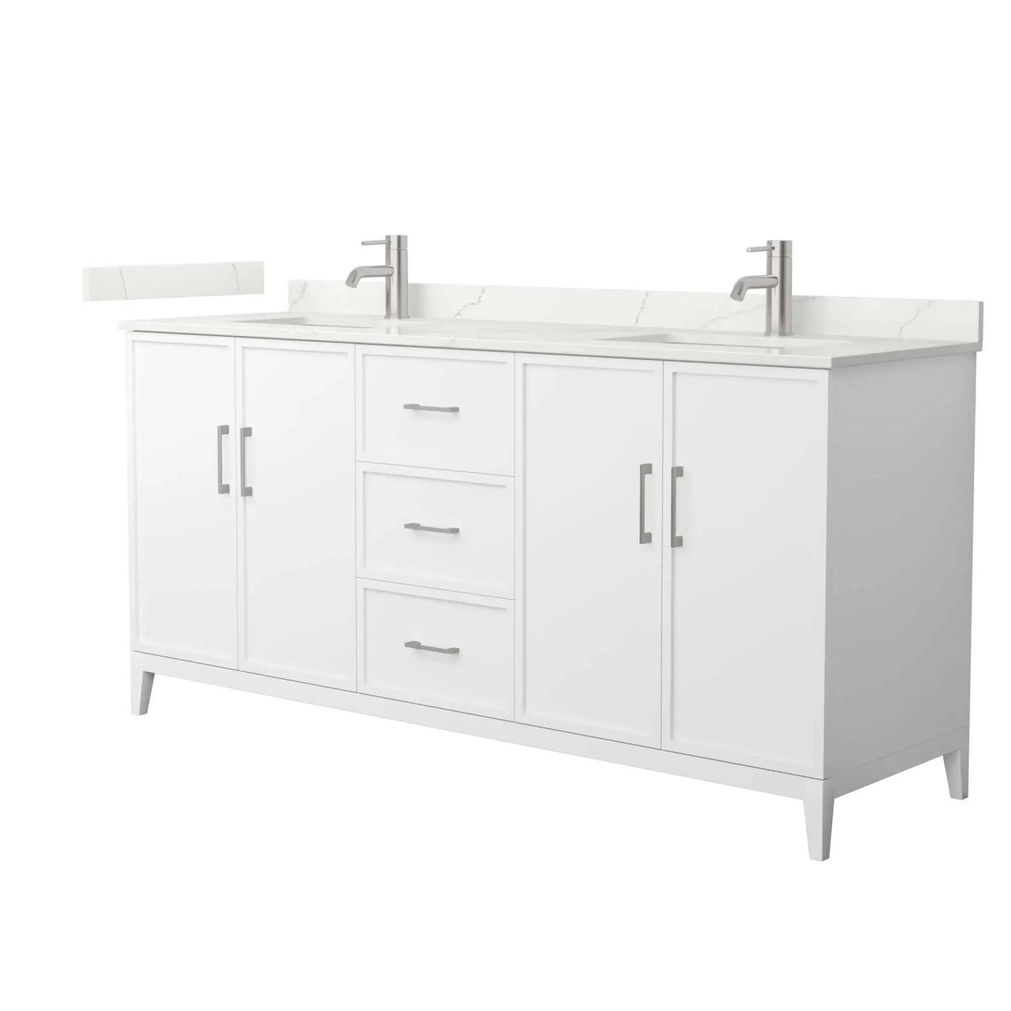 72" Elan Double Bathroom Vanity in White with Brushed Nickel Trim by Wyndham