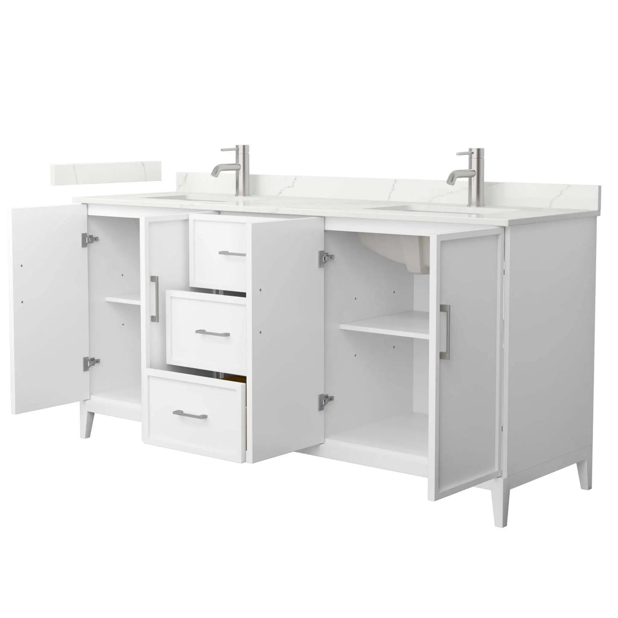 72" Elan Double Bathroom Vanity in White with Brushed Nickel Trim by Wyndham
