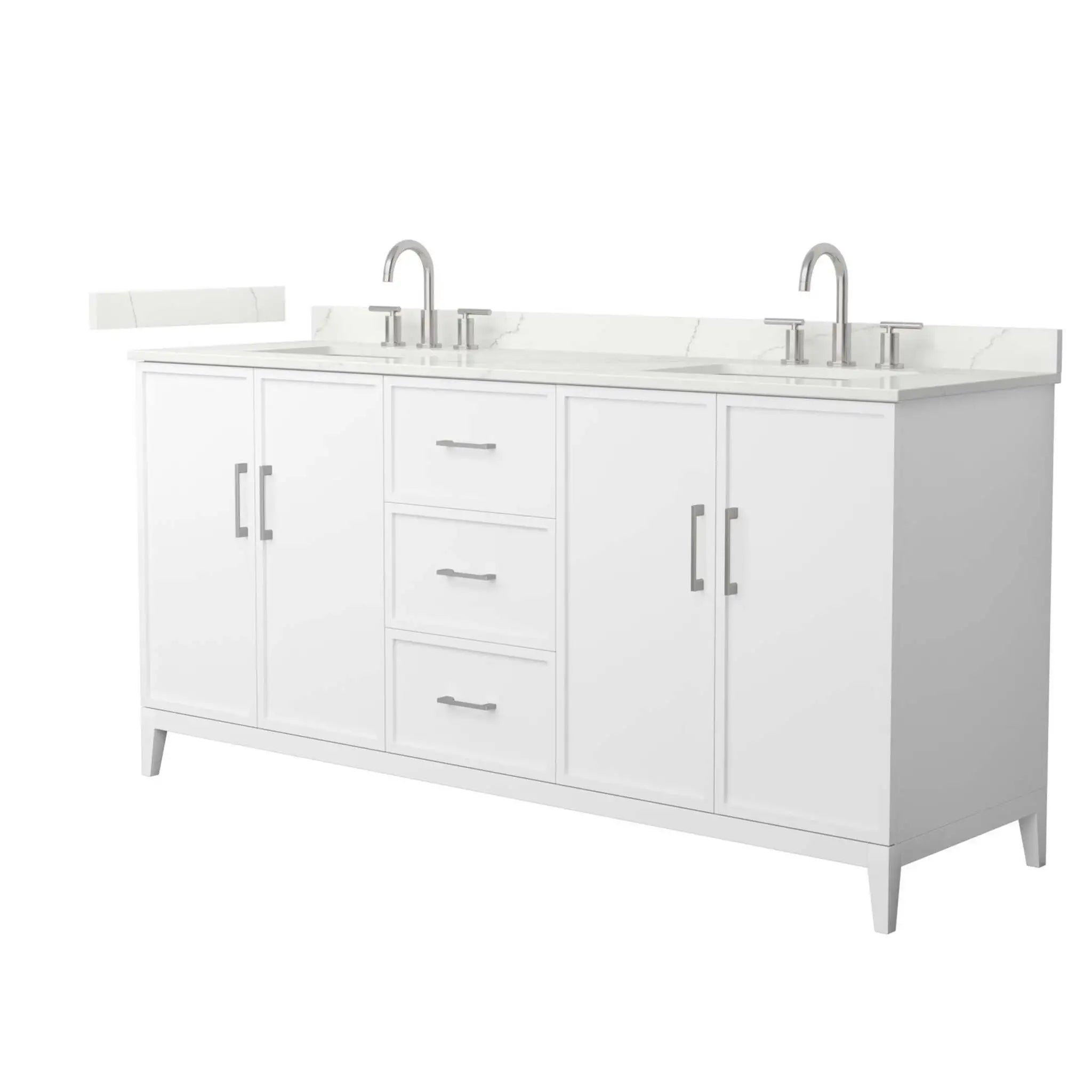 72" Elan Double Bathroom Vanity in White with Brushed Nickel Trim by Wyndham