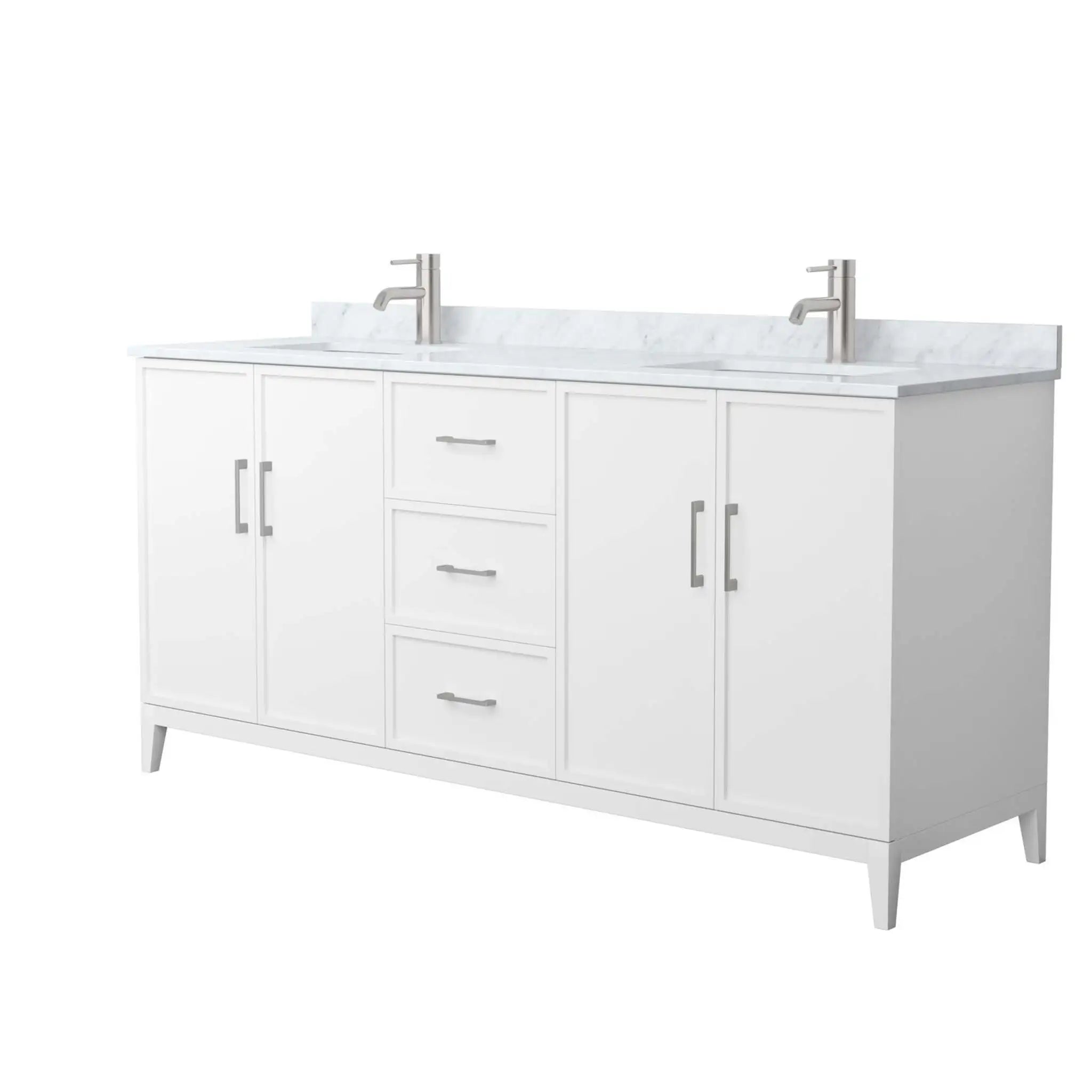 72" Elan Double Bathroom Vanity in White with Brushed Nickel Trim by Wyndham