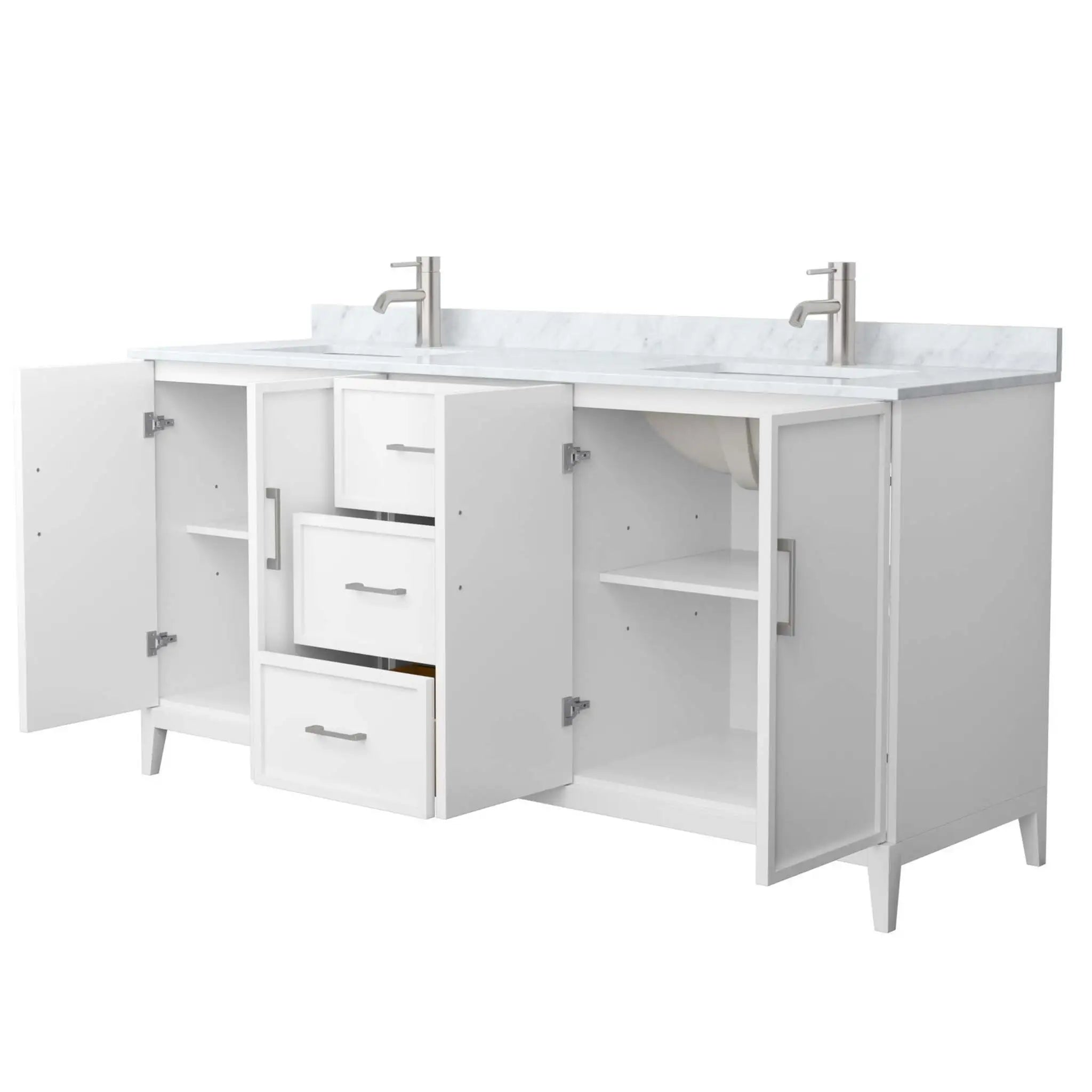 72" Elan Double Bathroom Vanity in White with Brushed Nickel Trim by Wyndham