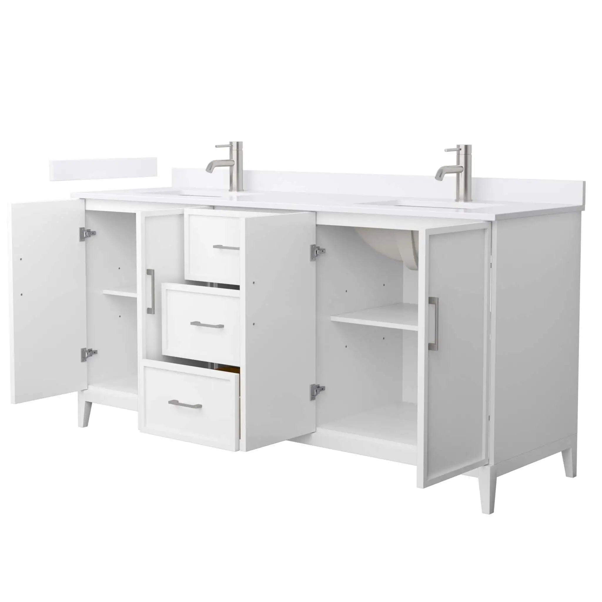 72" Elan Double Bathroom Vanity in White with Brushed Nickel Trim by Wyndham