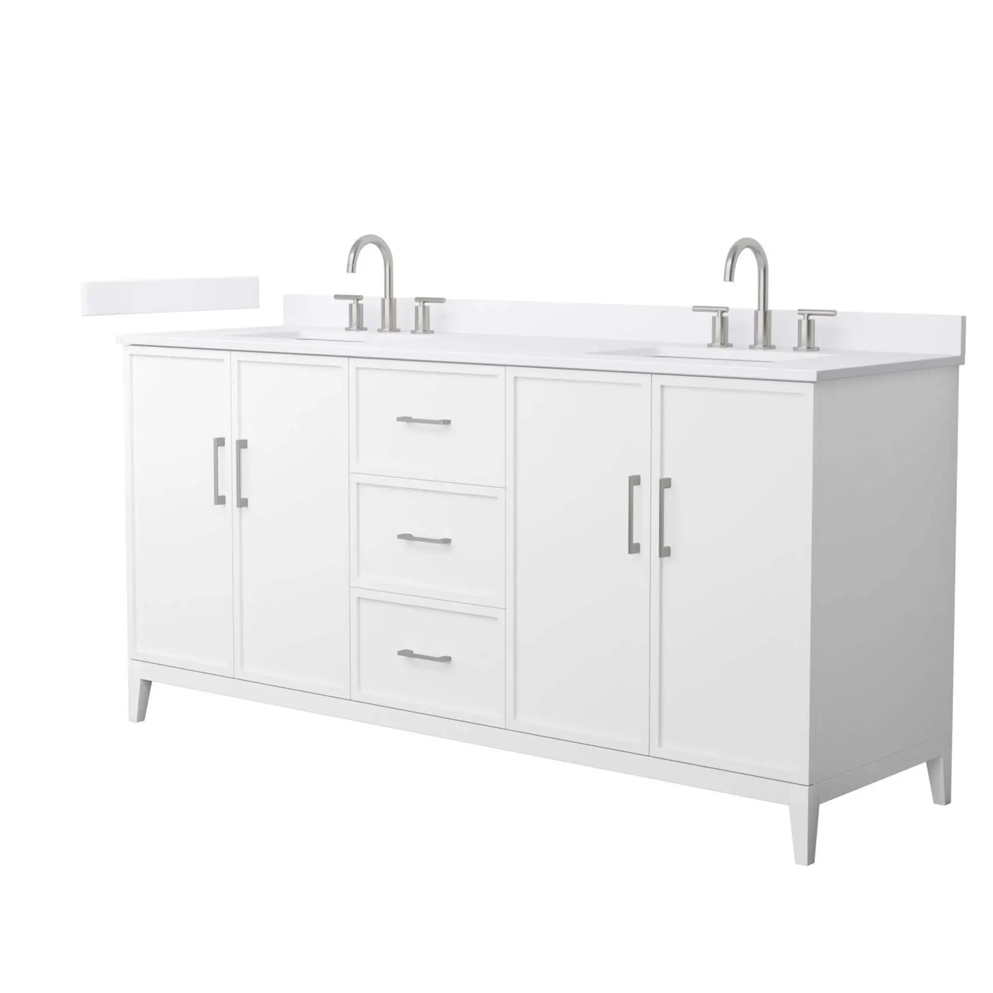 72" Elan Double Bathroom Vanity in White with Brushed Nickel Trim by Wyndham