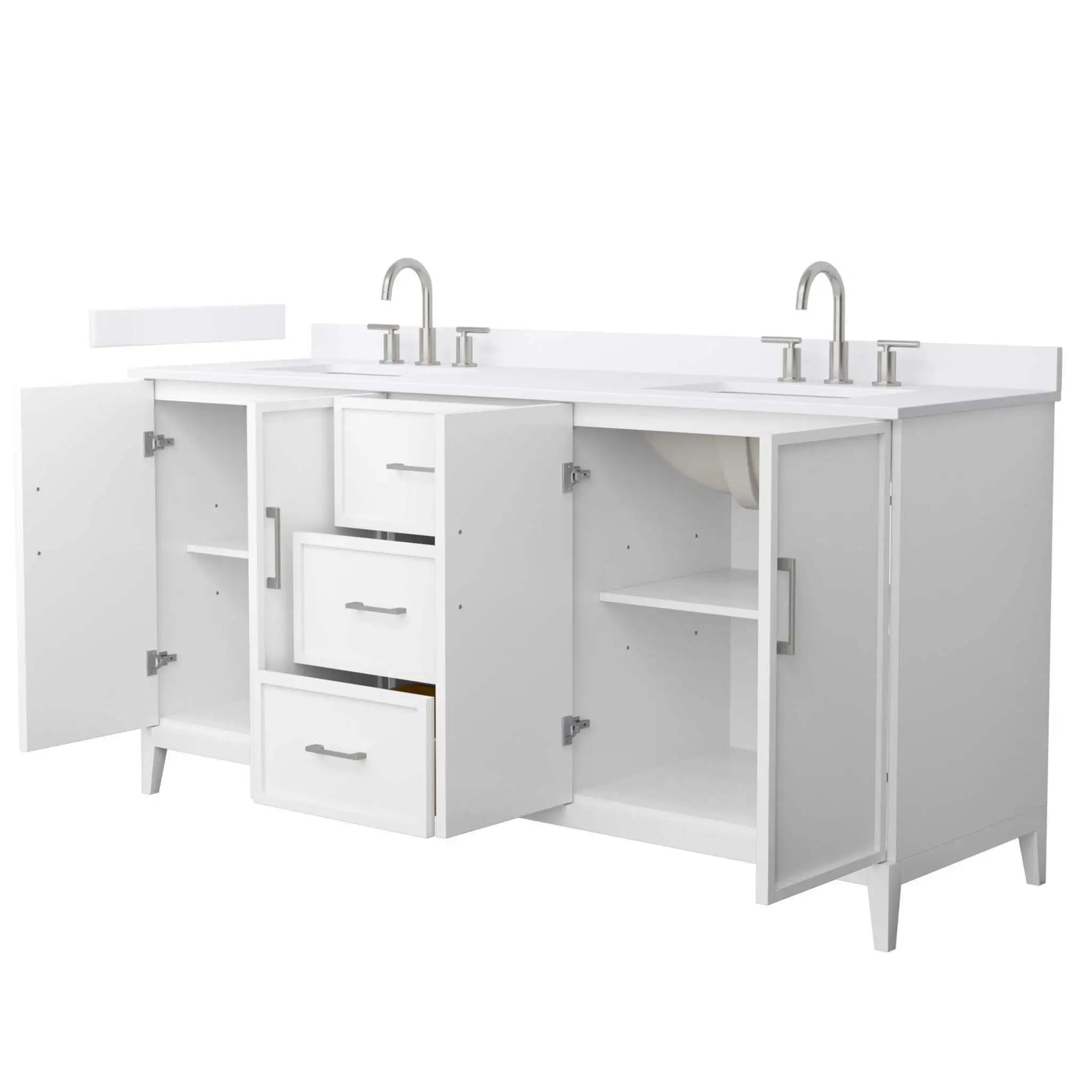72" Elan Double Bathroom Vanity in White with Brushed Nickel Trim by Wyndham