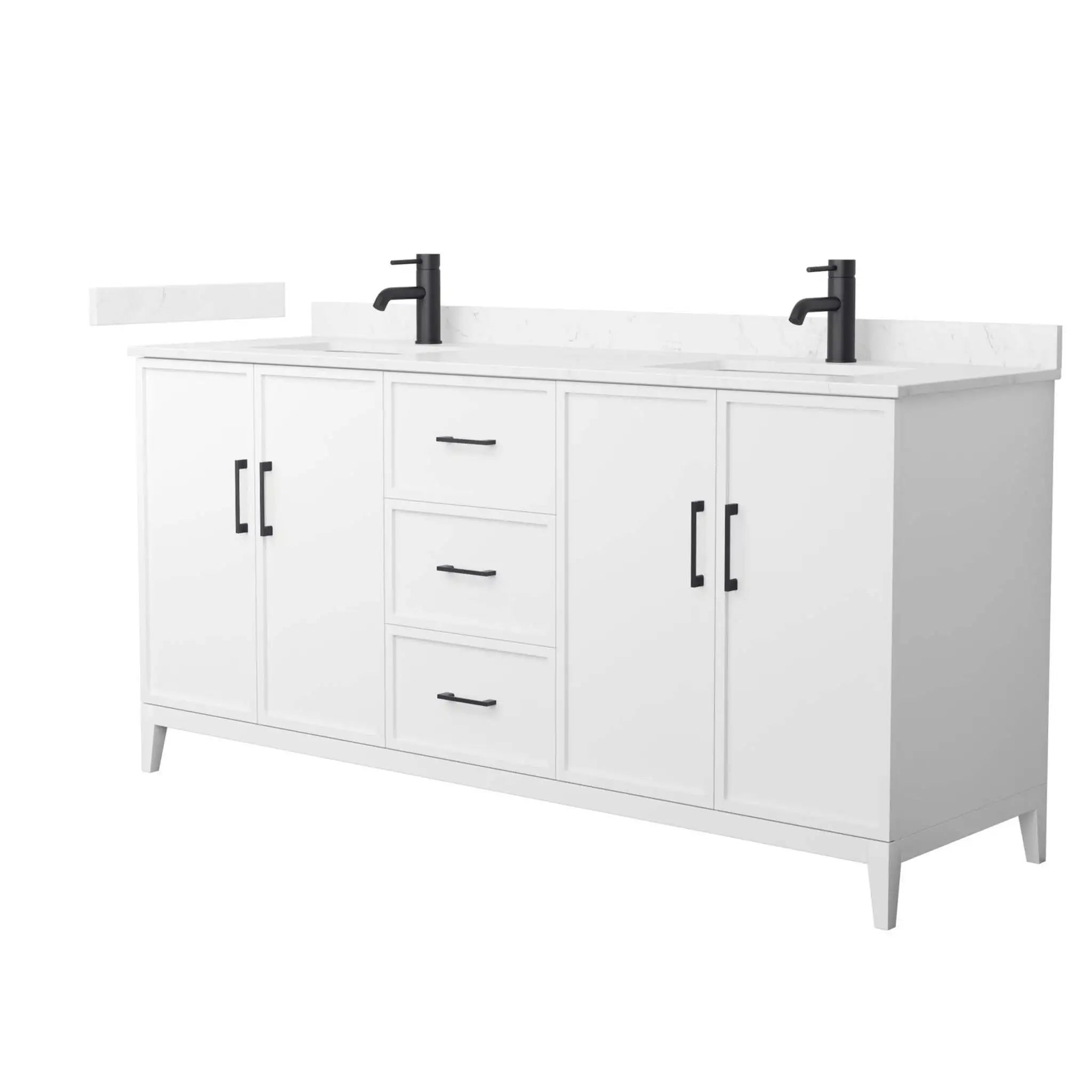 72" Elan Double Bathroom Vanity in White with Matte Black Trim by Wyndham