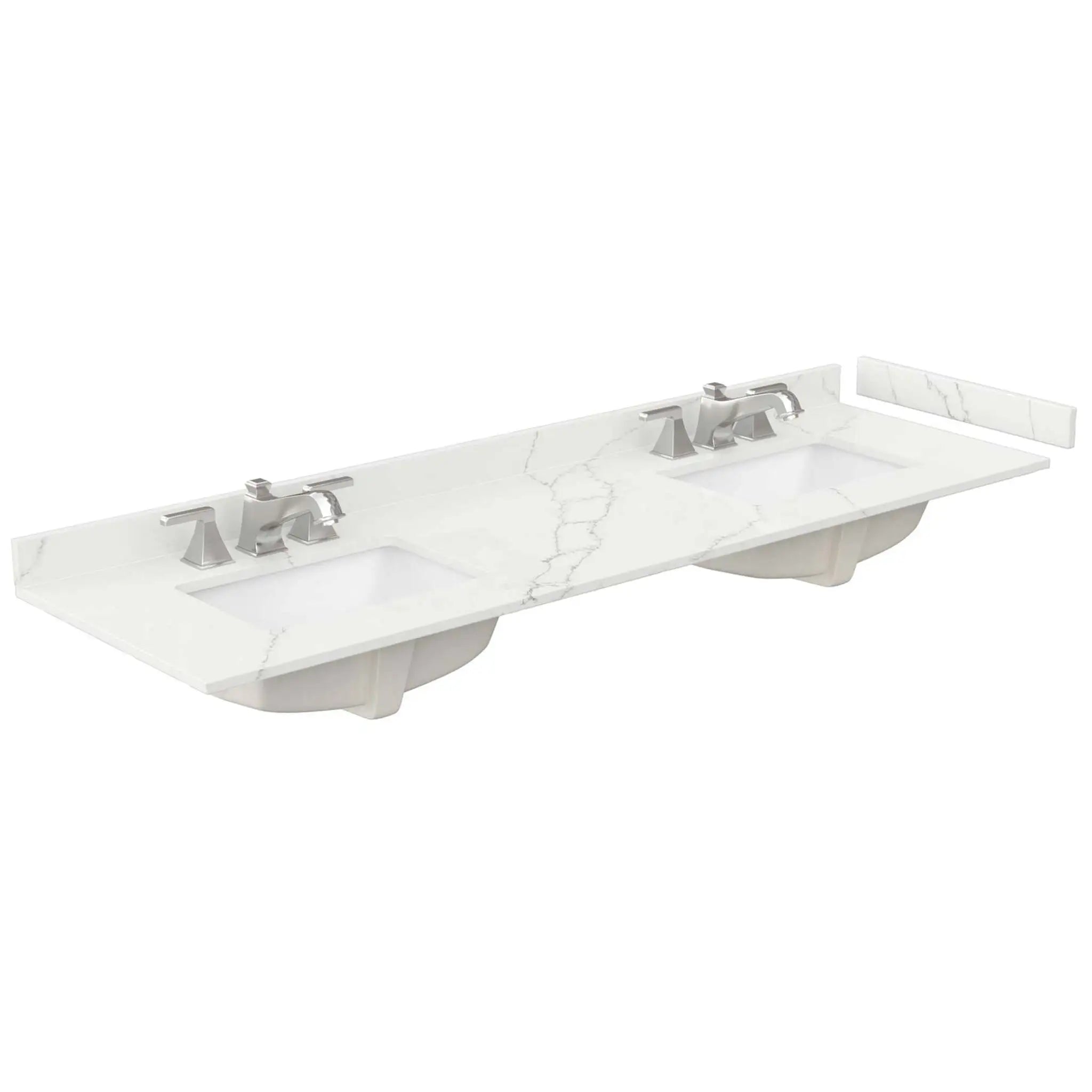 72" Elan Double Bathroom Vanity in White with Matte Black Trim by Wyndham