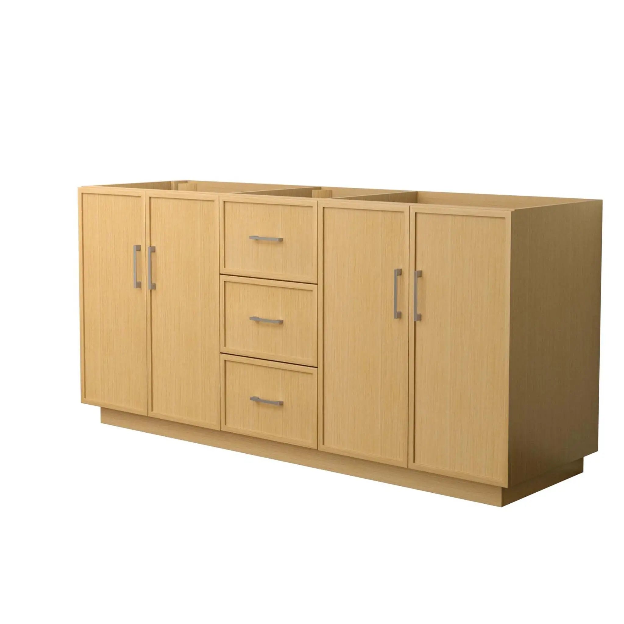 72" Elan TK Elan Double Bathroom Vanity with Toe Kick in Light Oak with Brushed Nickel Trim by Wyndham