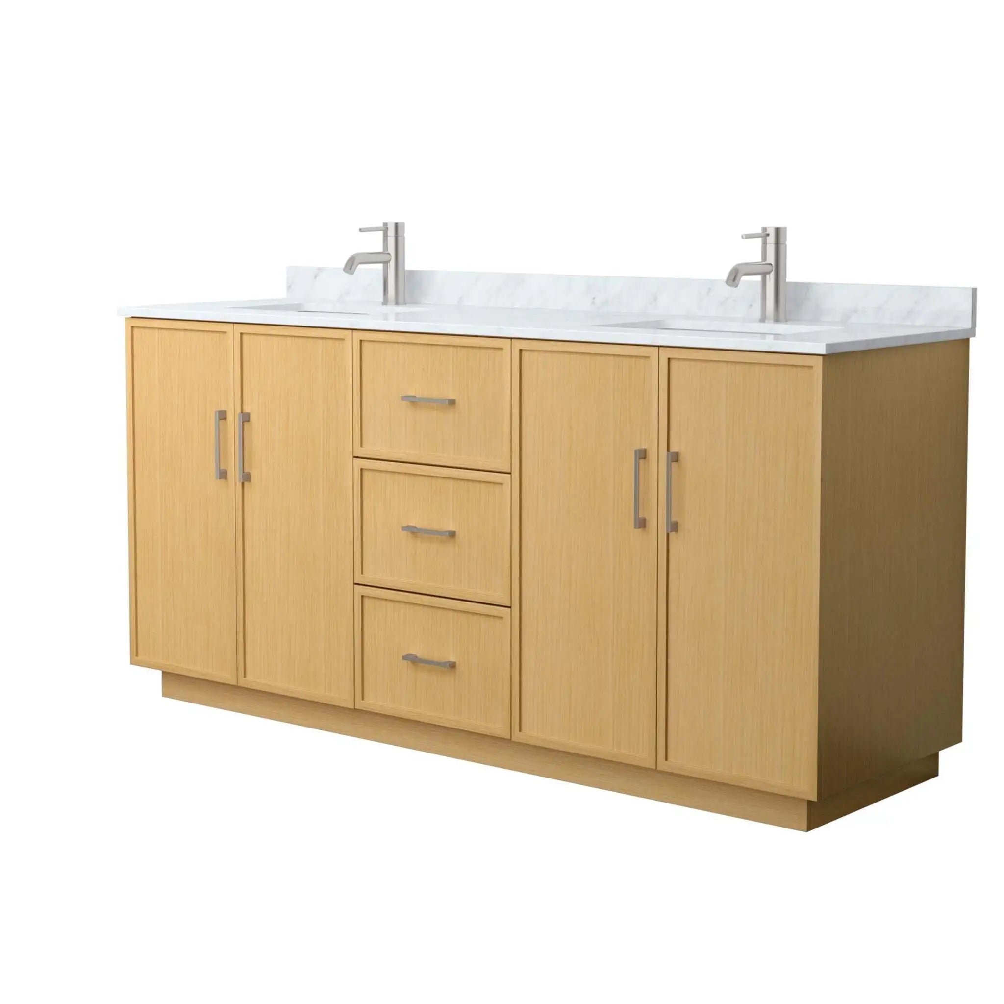 72" Elan TK Elan Double Bathroom Vanity with Toe Kick in Light Oak with Brushed Nickel Trim by Wyndham