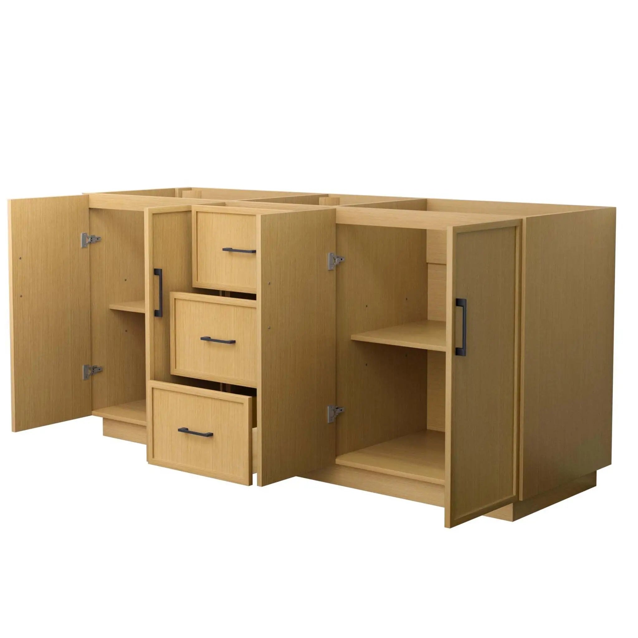 72" Elan TK Elan Double Bathroom Vanity with Toe Kick in Light Oak with Matte Black Trim by Wyndham