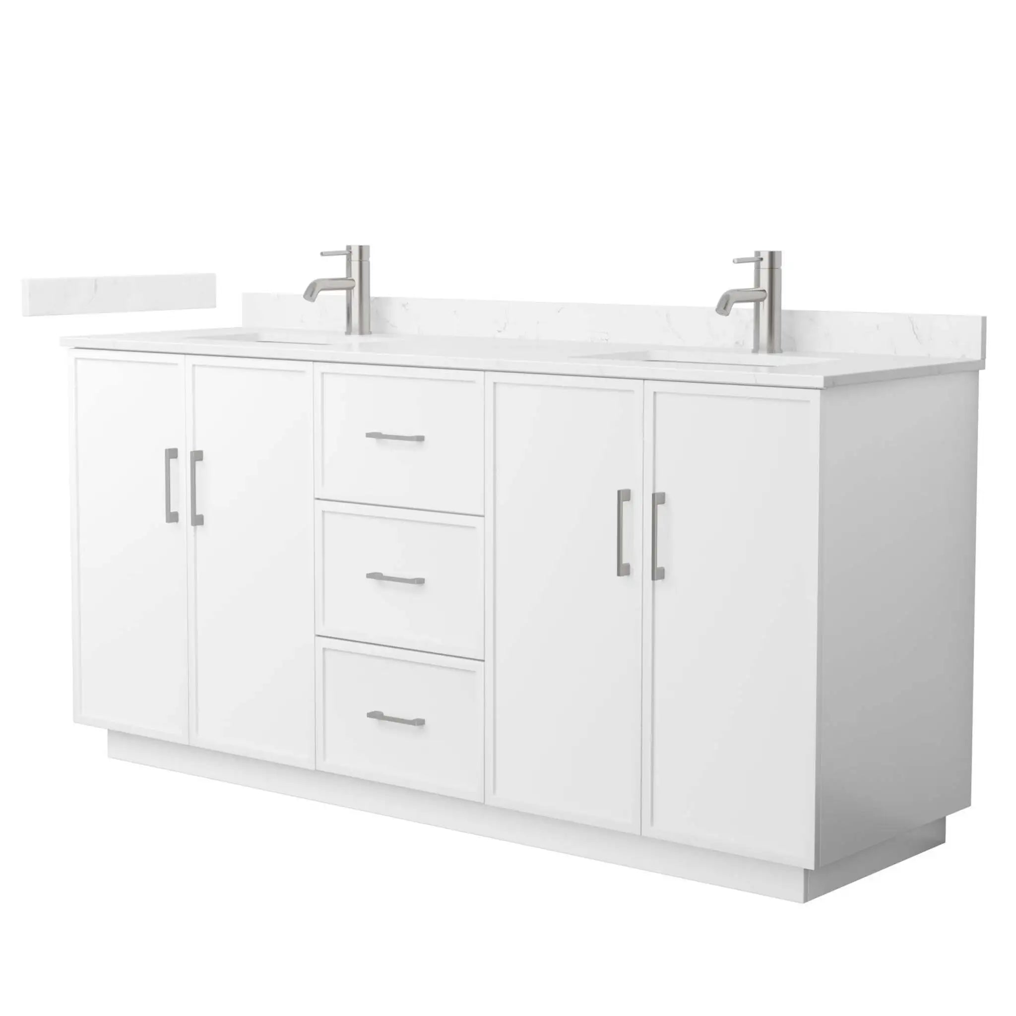 72" Elan TK Elan Double Bathroom Vanity with Toe Kick in White with Brushed Nickel Trim by Wyndham