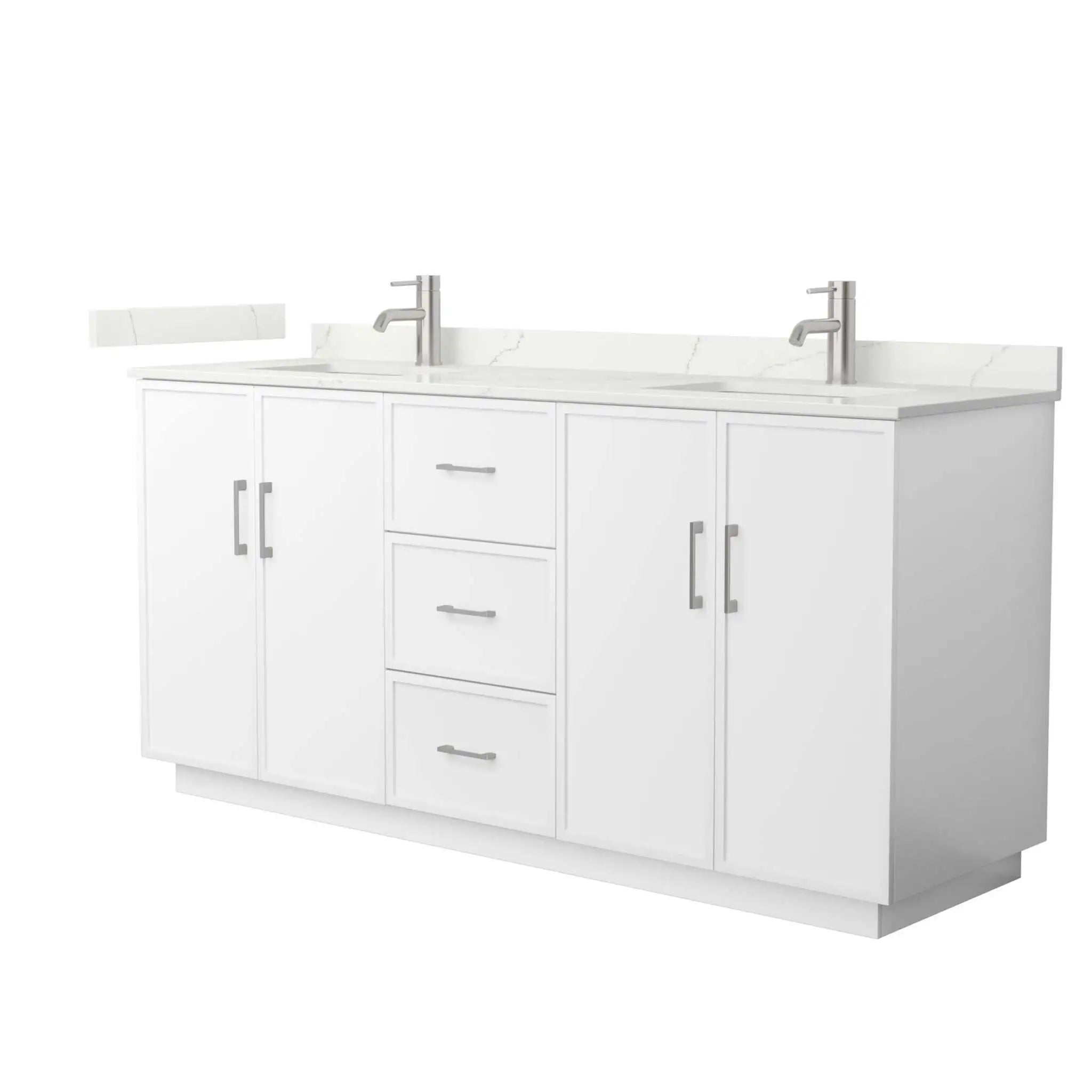 72" Elan TK Elan Double Bathroom Vanity with Toe Kick in White with Brushed Nickel Trim by Wyndham
