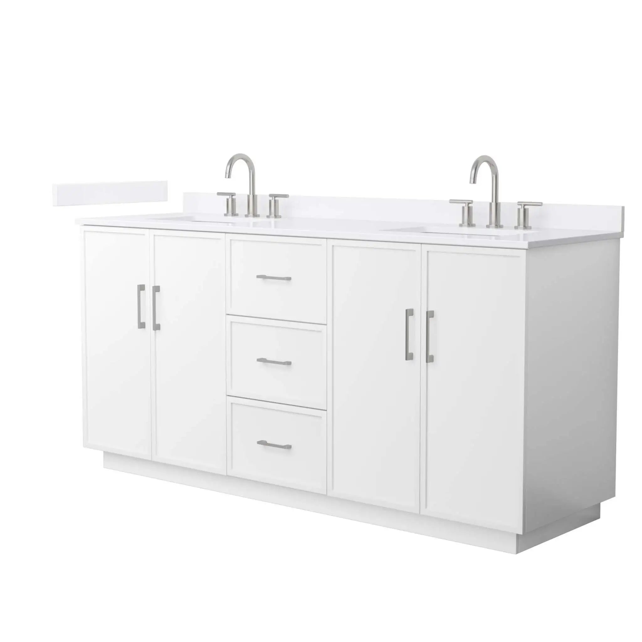 72" Elan TK Elan Double Bathroom Vanity with Toe Kick in White with Brushed Nickel Trim by Wyndham