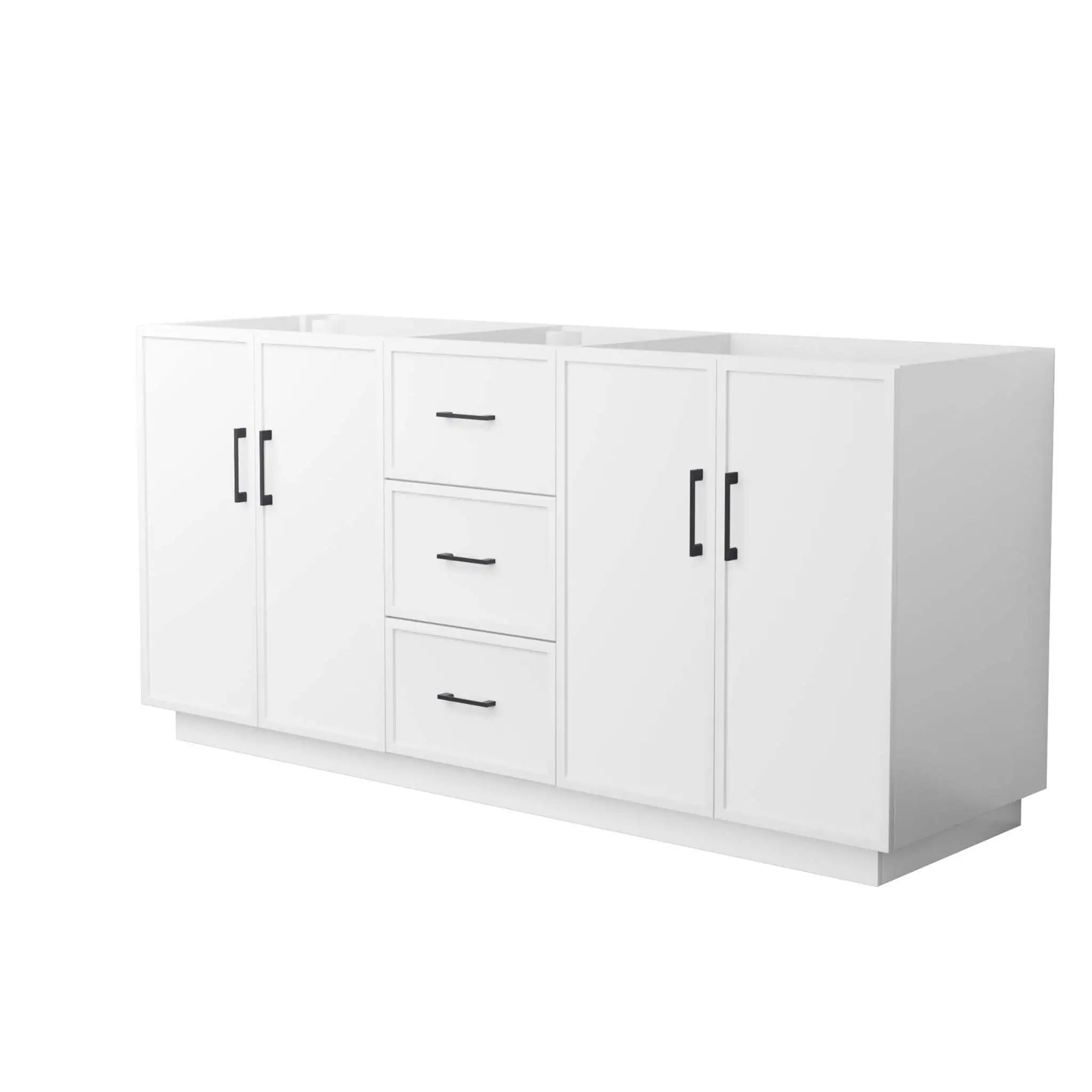 72" Elan TK Elan Double Bathroom Vanity with Toe Kick in White with Matte Black Trim by Wyndham