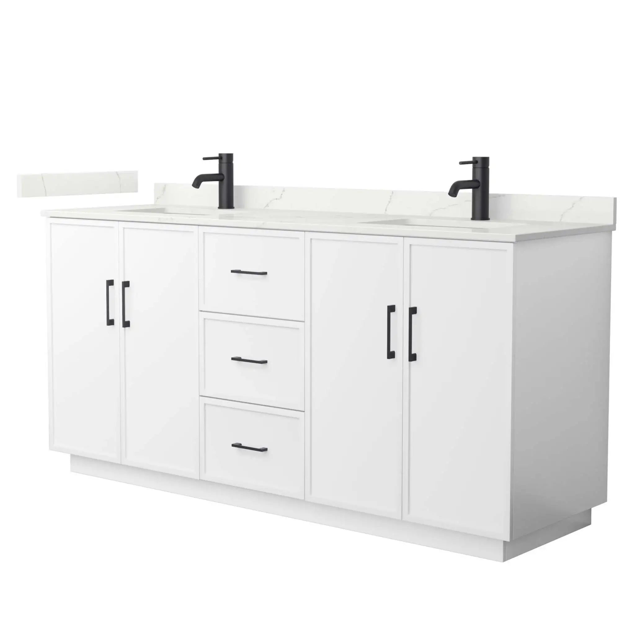 72" Elan TK Elan Double Bathroom Vanity with Toe Kick in White with Matte Black Trim by Wyndham