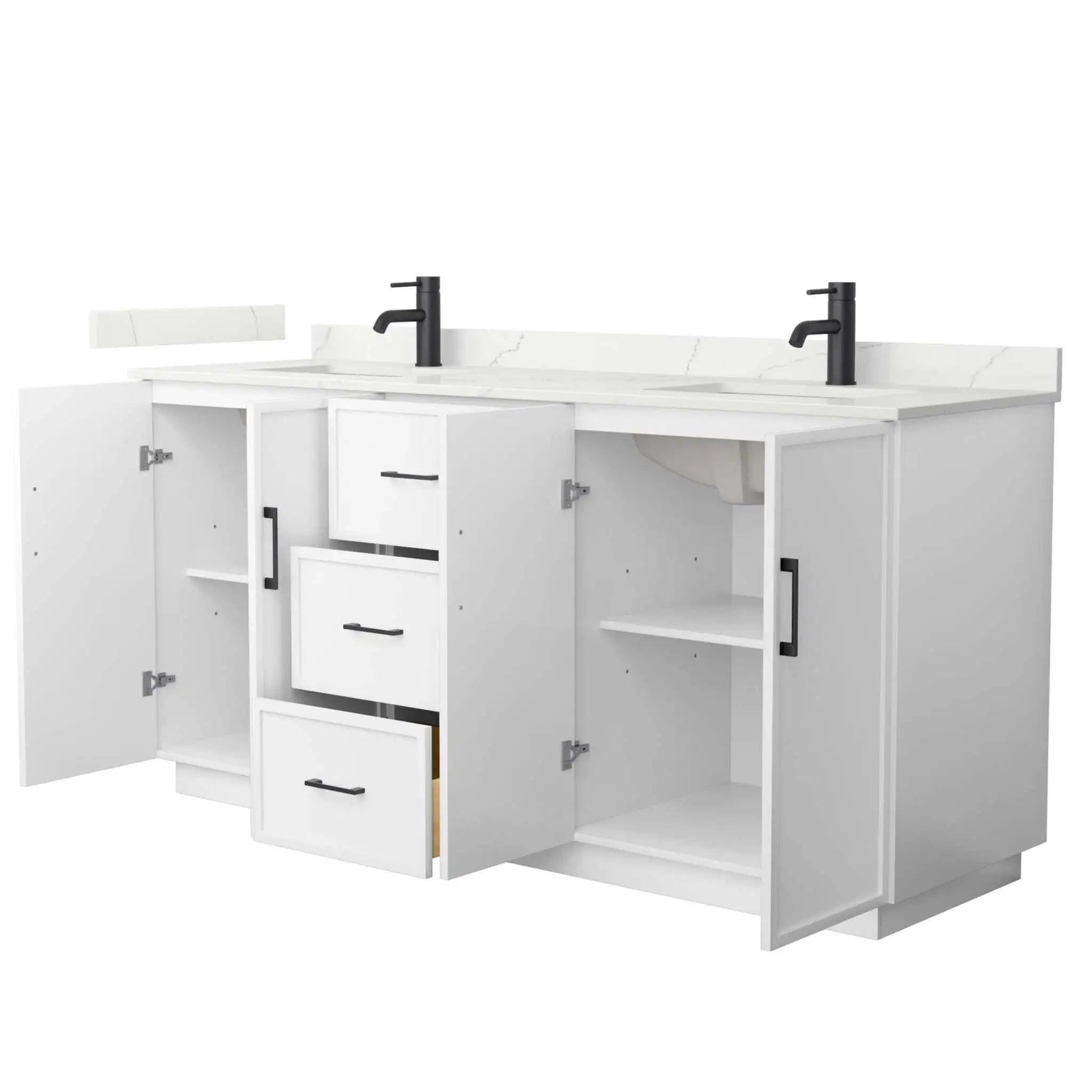 72" Elan TK Elan Double Bathroom Vanity with Toe Kick in White with Matte Black Trim by Wyndham