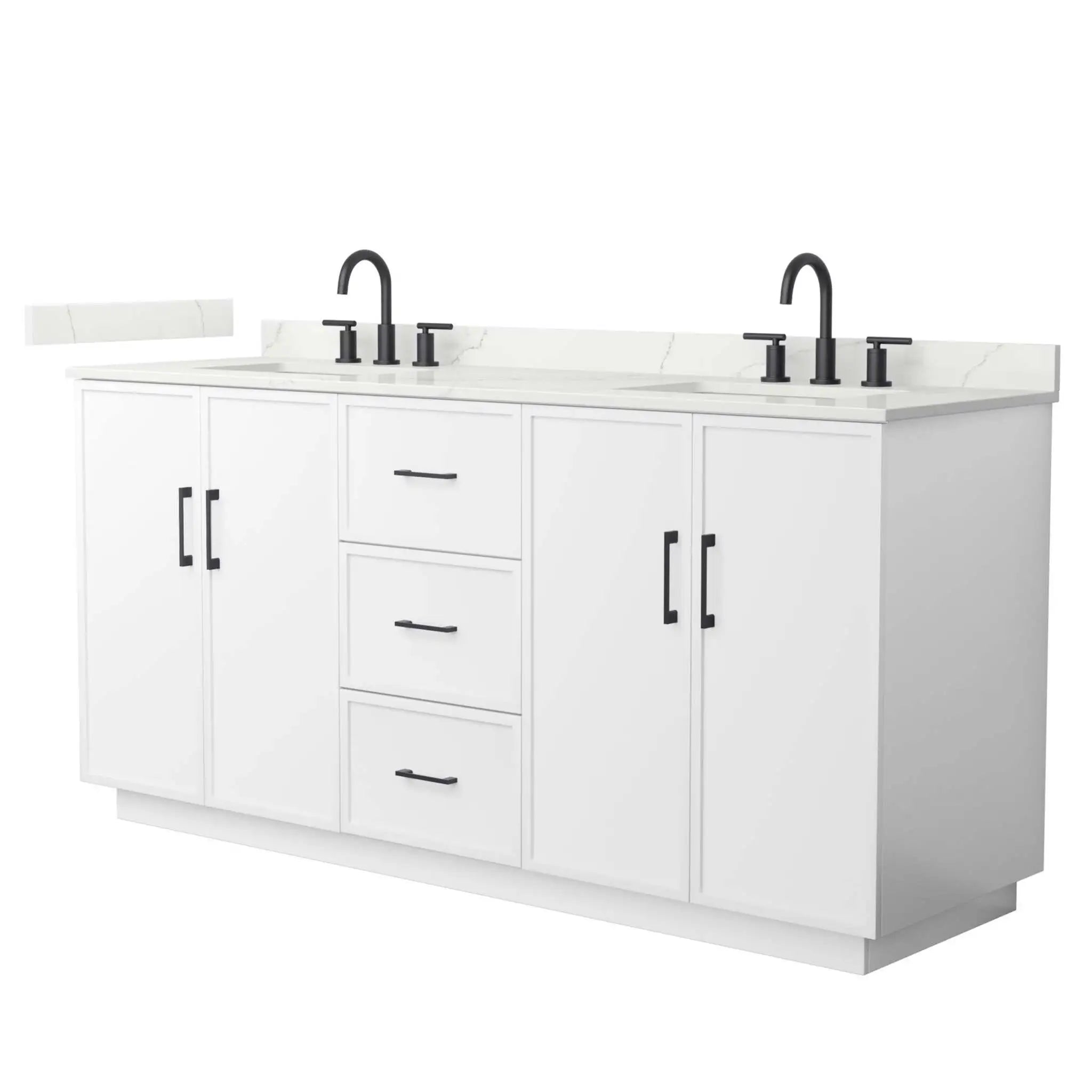 72" Elan TK Elan Double Bathroom Vanity with Toe Kick in White with Matte Black Trim by Wyndham