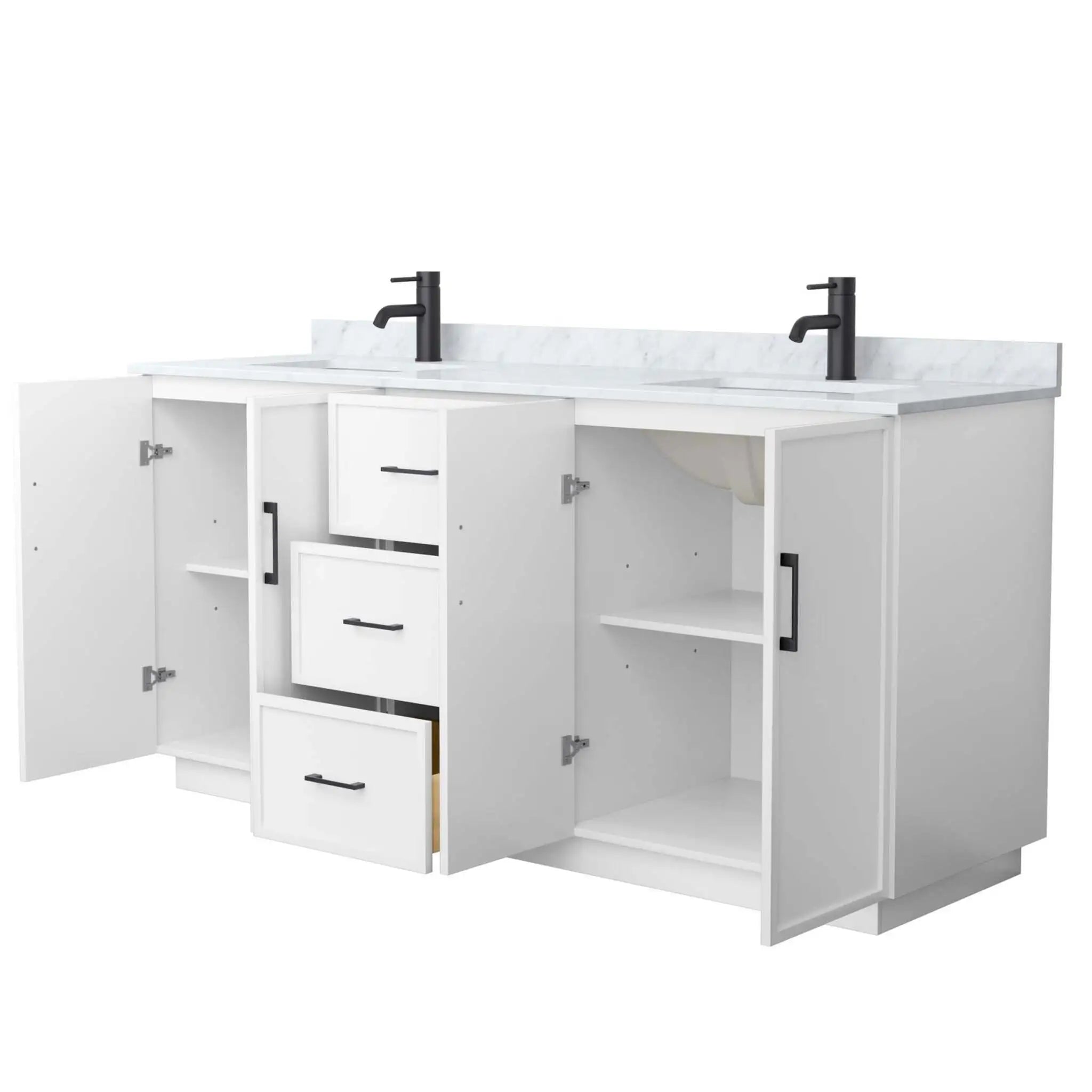 72" Elan TK Elan Double Bathroom Vanity with Toe Kick in White with Matte Black Trim by Wyndham