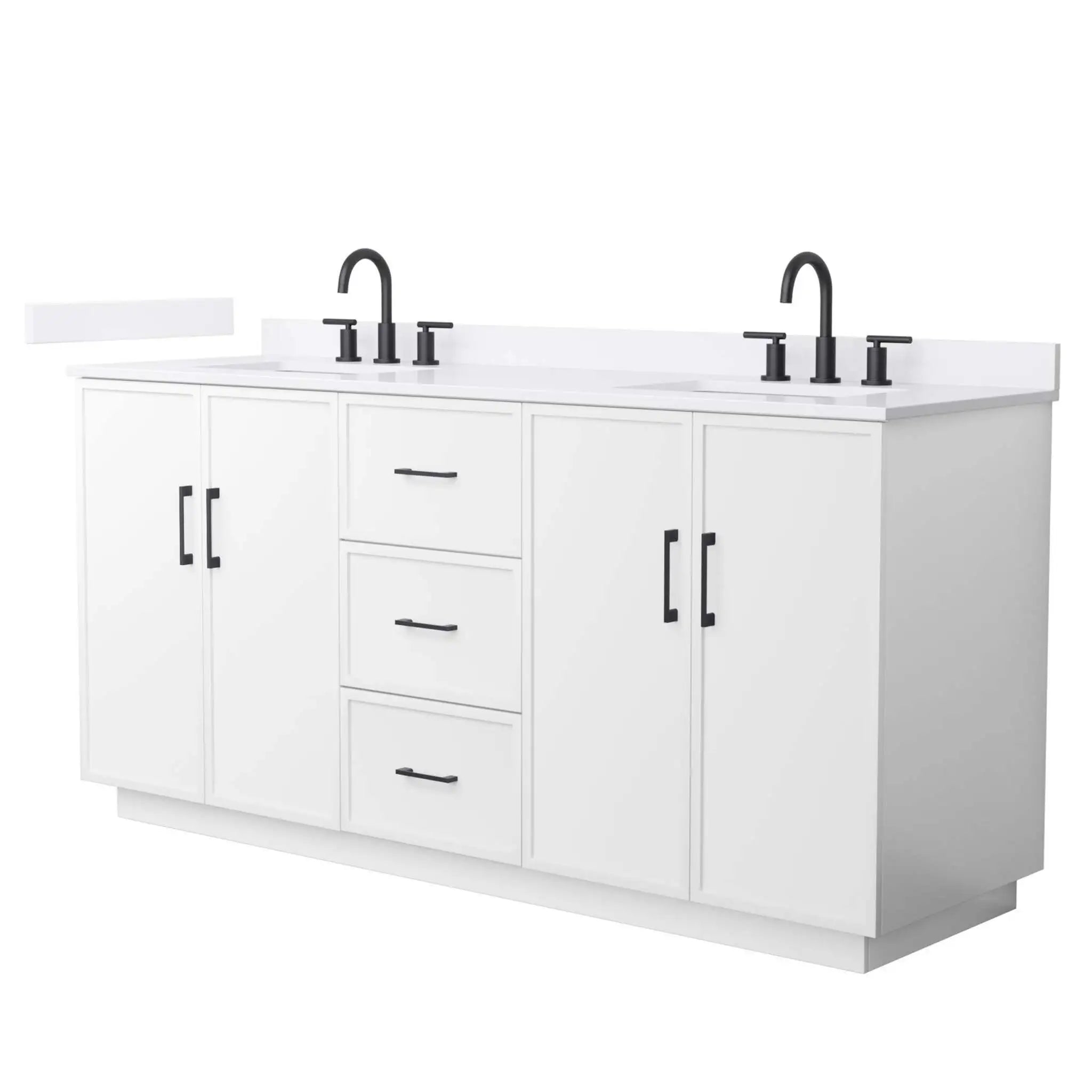 72" Elan TK Elan Double Bathroom Vanity with Toe Kick in White with Matte Black Trim by Wyndham