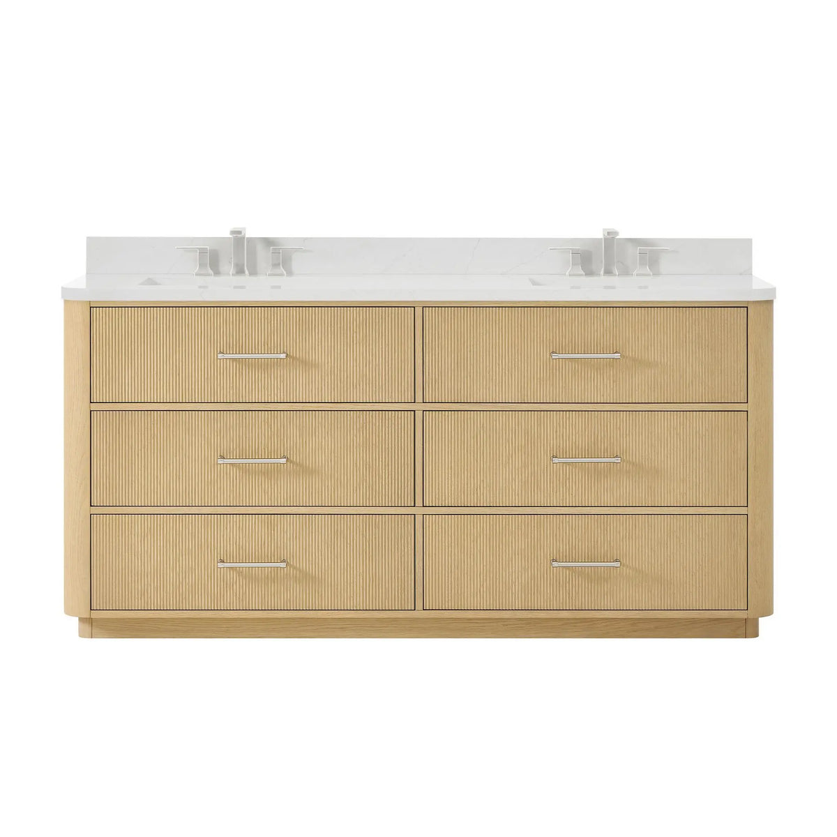 72" Francesca Double Bathroom Vanity Scandinavian Oak Brushed Nickel Trim by wyndham View 6