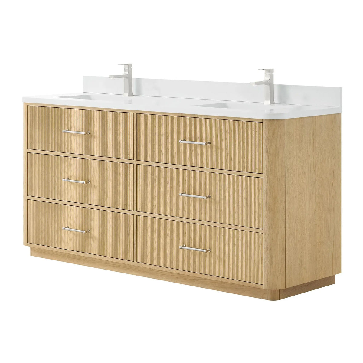 72" Francesca Double Bathroom Vanity Scandinavian Oak Brushed Nickel Trim by wyndham View 15