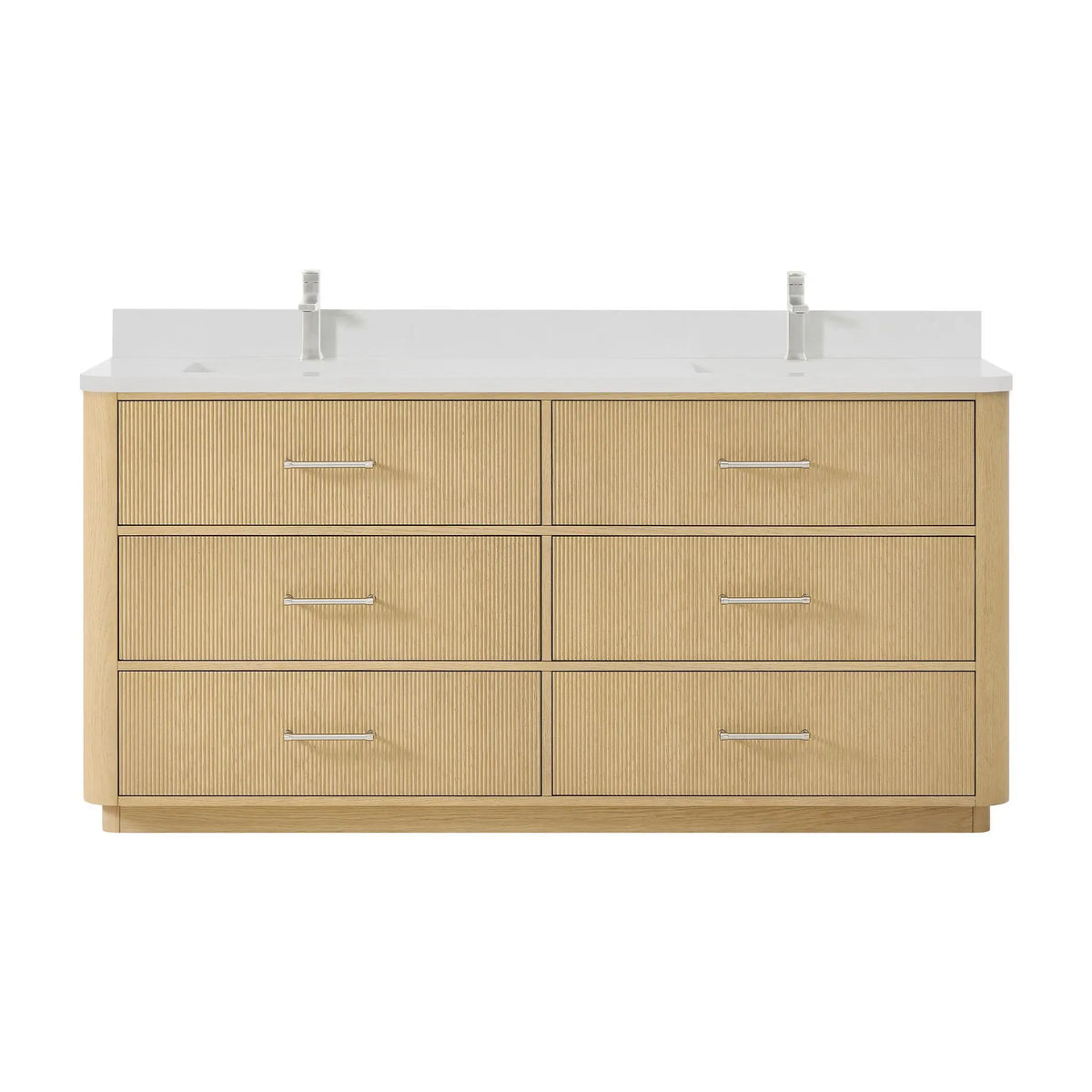 72" Francesca Double Bathroom Vanity Scandinavian Oak Brushed Nickel Trim by wyndham View 11