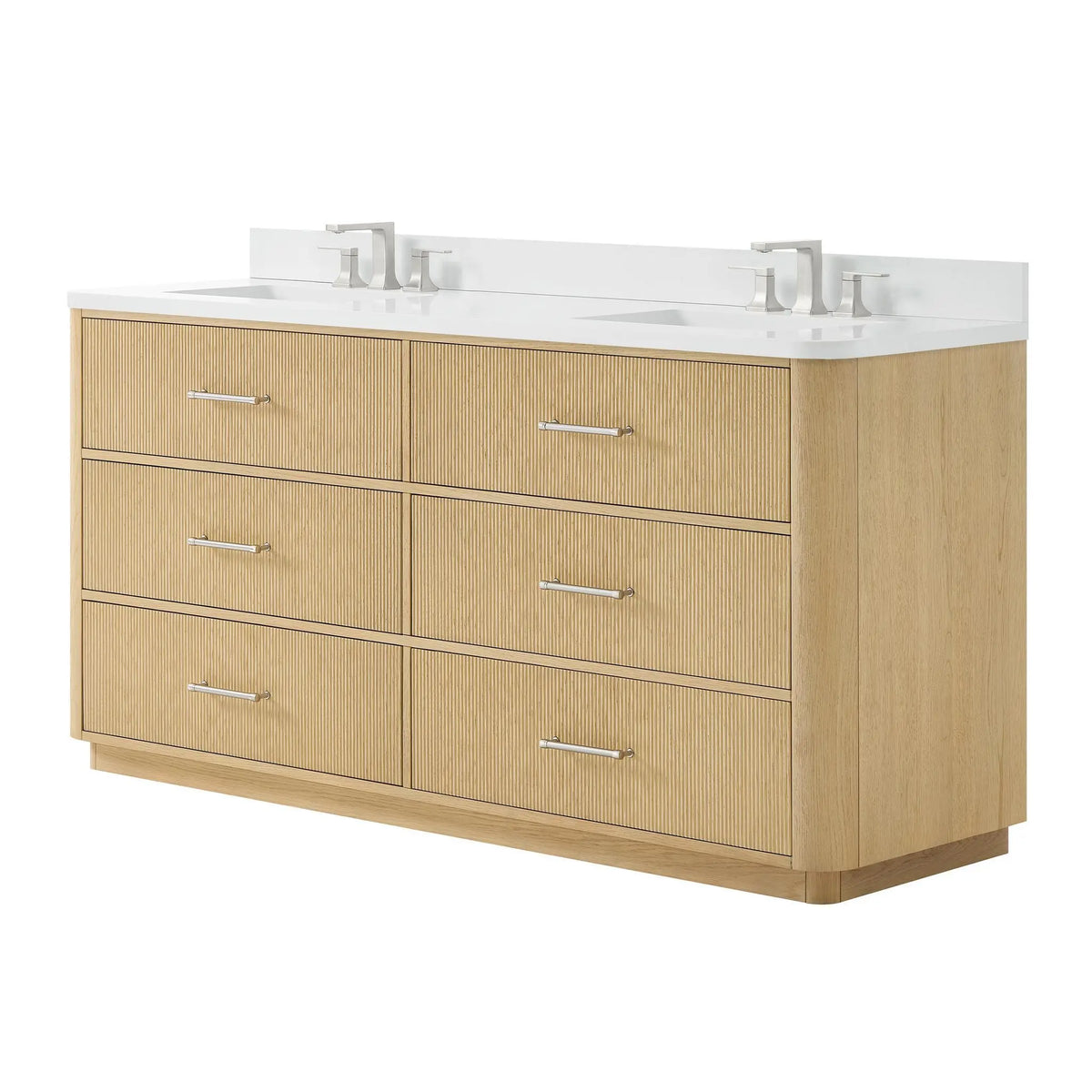 72" Francesca Double Bathroom Vanity Scandinavian Oak Brushed Nickel Trim by wyndham View 20