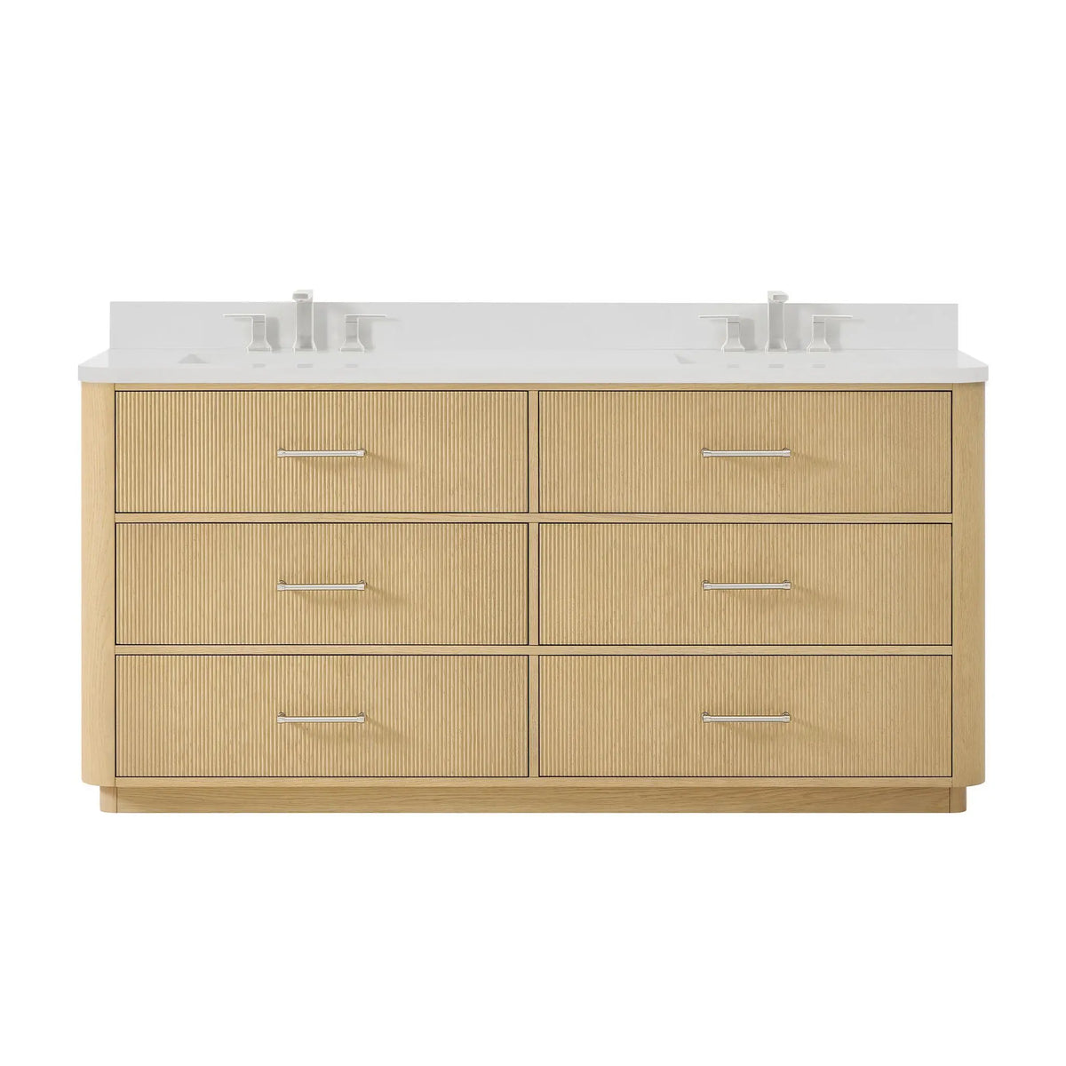 72" Francesca Double Bathroom Vanity Scandinavian Oak Brushed Nickel Trim by wyndham View 16