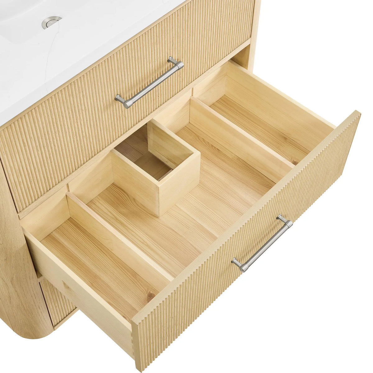 72" Francesca Double Bathroom Vanity Scandinavian Oak Brushed Nickel Trim by wyndham