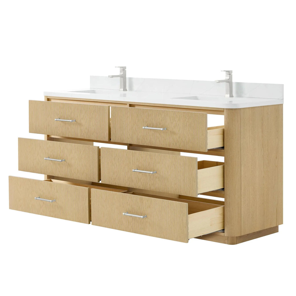 72" Francesca Double Bathroom Vanity Scandinavian Oak Brushed Nickel Trim by wyndham View 3