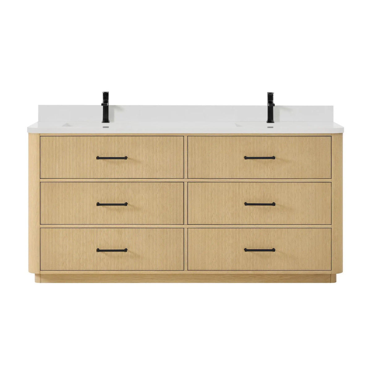 72" Francesca Double Bathroom Vanity Scandinavian Oak Matte Black Trim by wyndham View 11