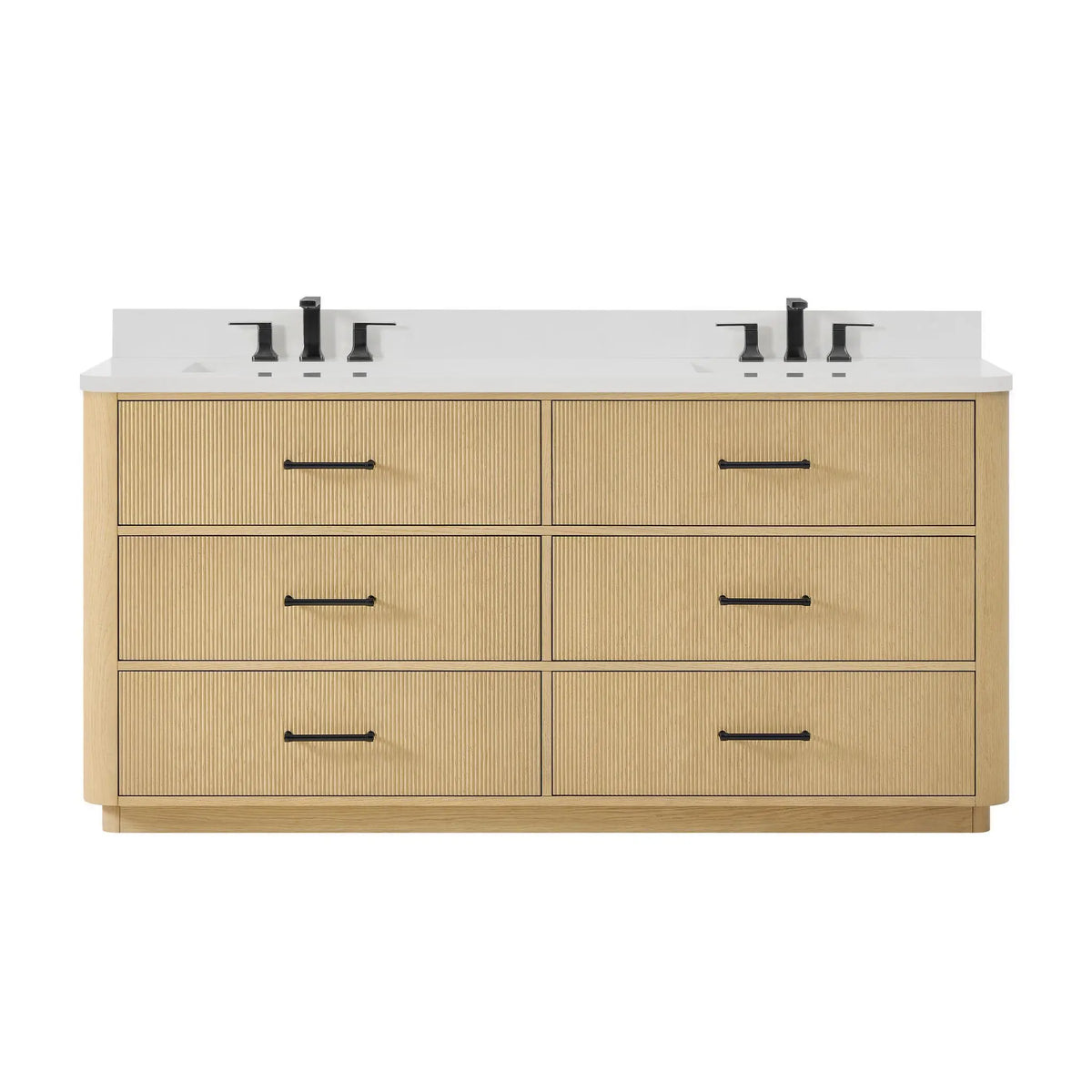 72" Francesca Double Bathroom Vanity Scandinavian Oak Matte Black Trim by wyndham View 16