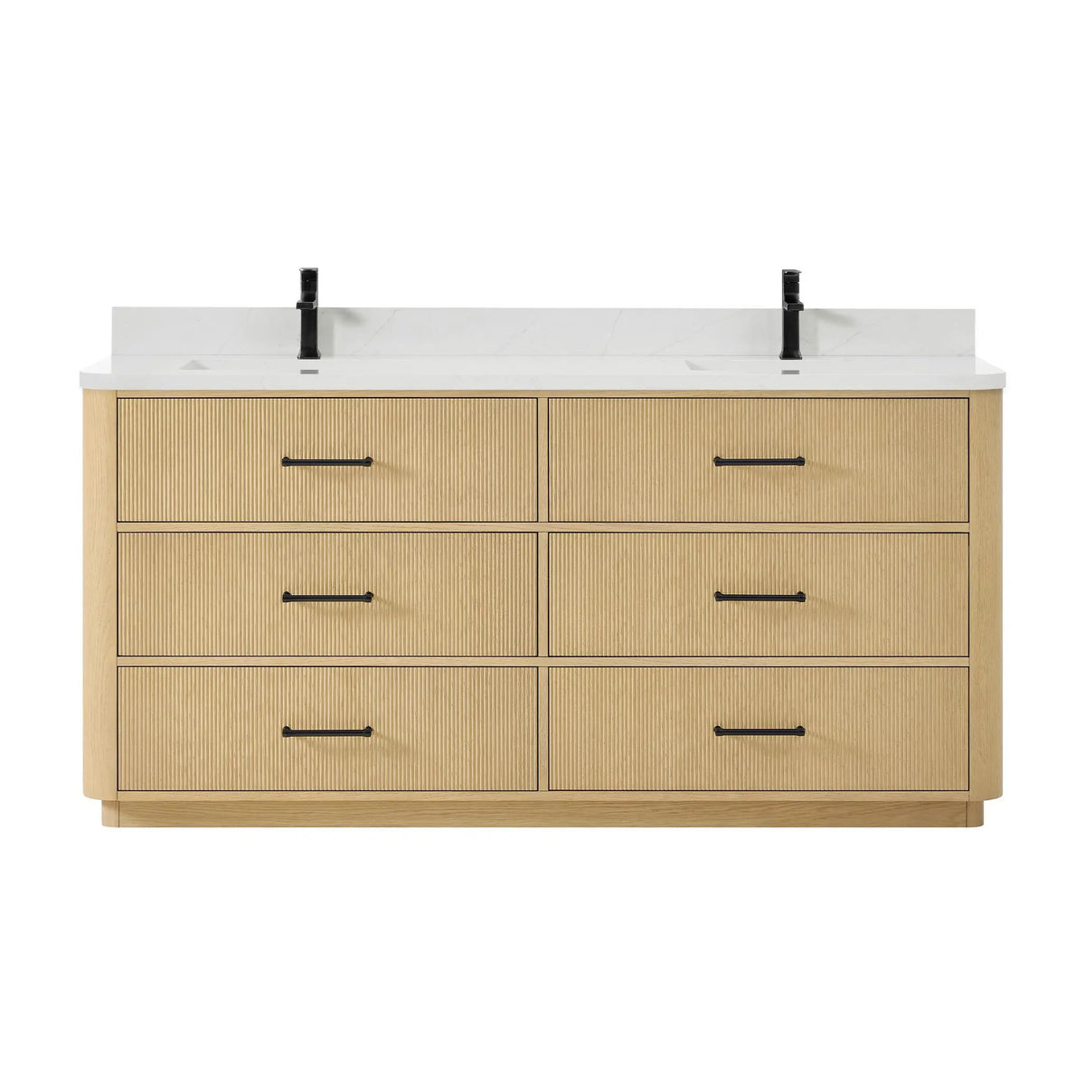 72" Francesca Double Bathroom Vanity Scandinavian Oak Matte Black Trim by wyndham View 1
