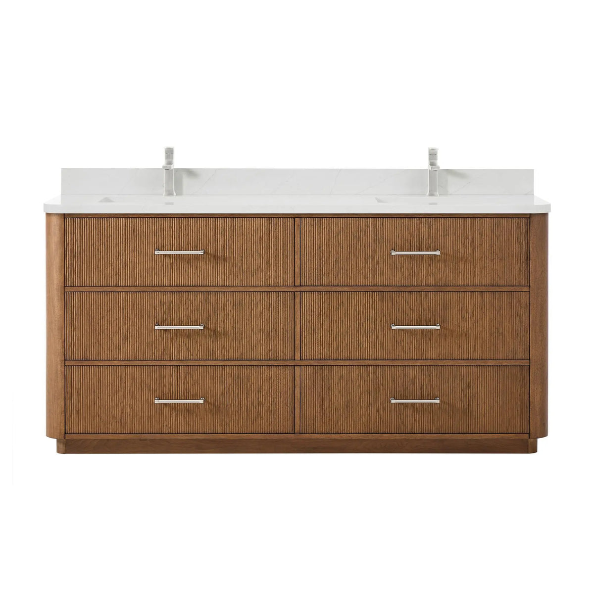 72" Francesca Double Bathroom Vanity Toasted Walnut Brushed Nickel Trim by wyndham View 1