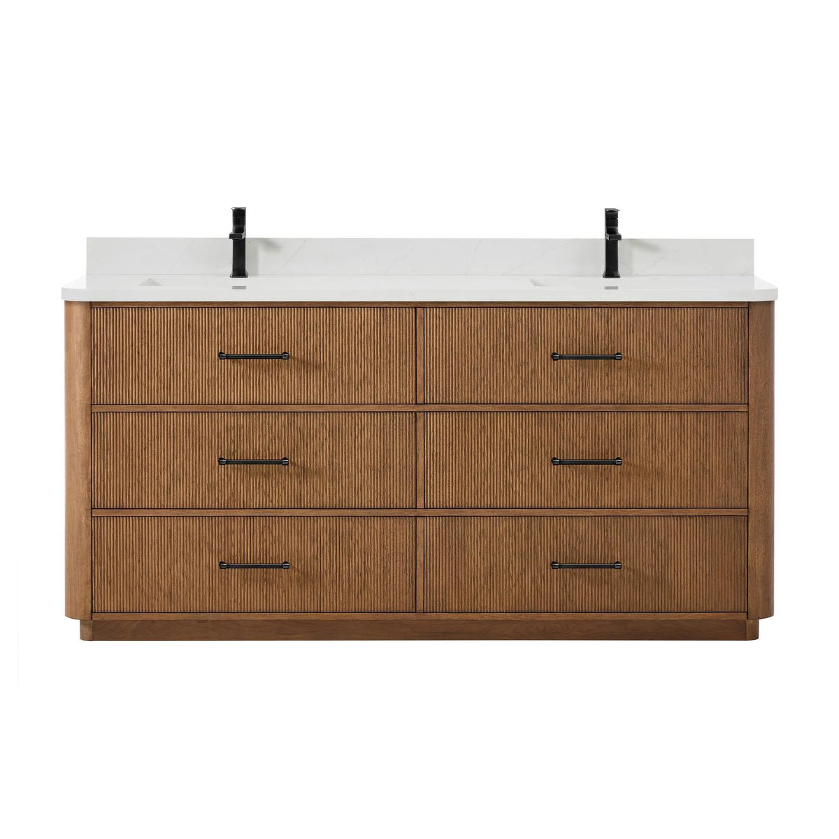 72" Francesca Double Bathroom Vanity Toasted Walnut Matte Black Trim by wyndham View 1