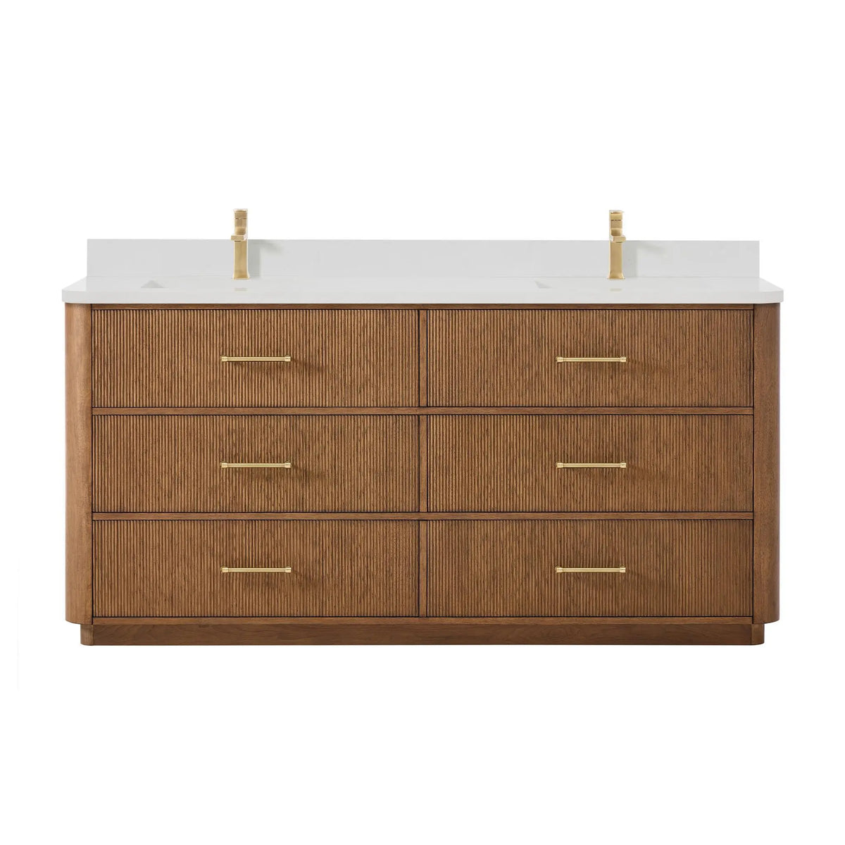 72" Francesca Double Bathroom Vanity Toasted Walnut Satin Bronze Trim by wyndham View 11