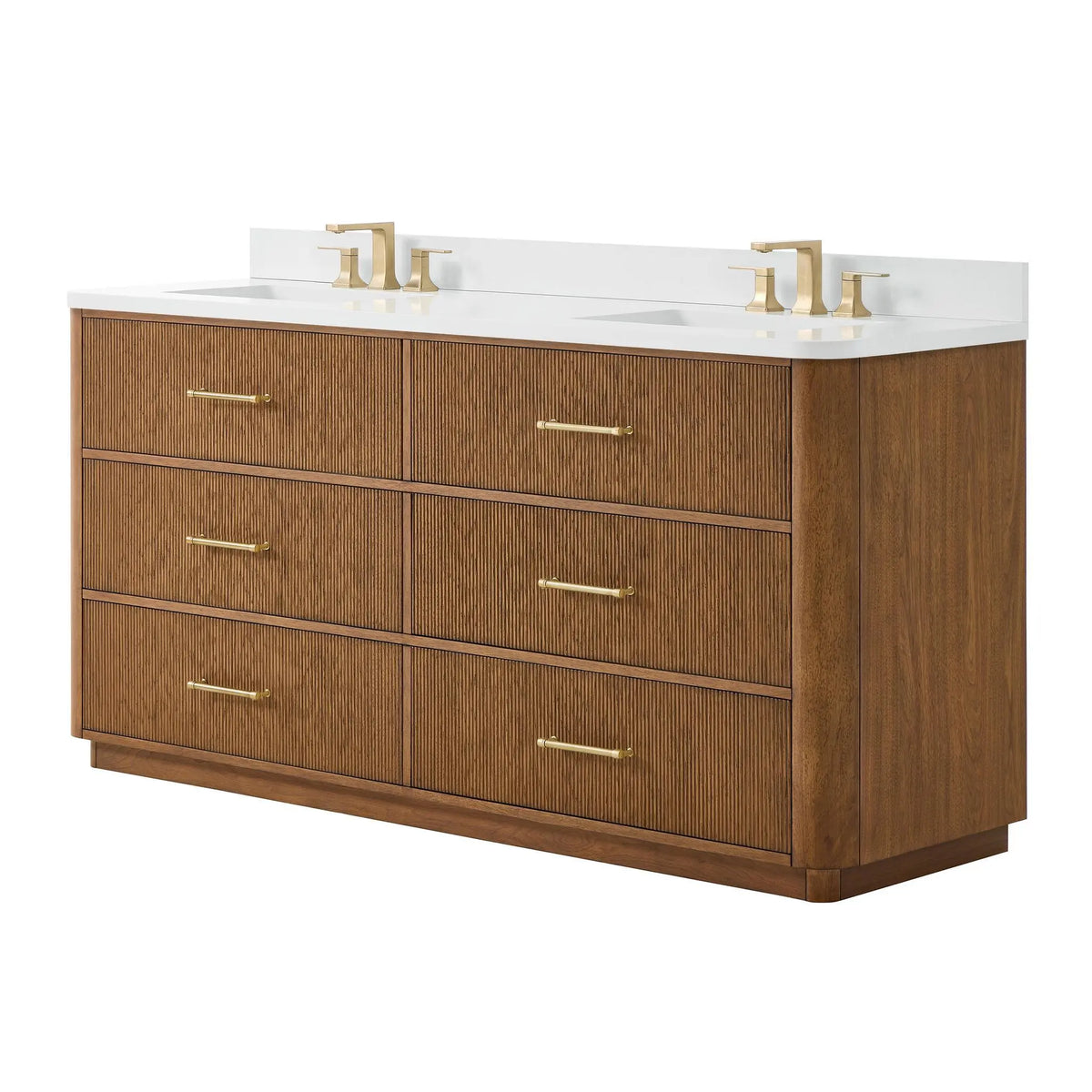 72" Francesca Double Bathroom Vanity Toasted Walnut Satin Bronze Trim by wyndham View 20