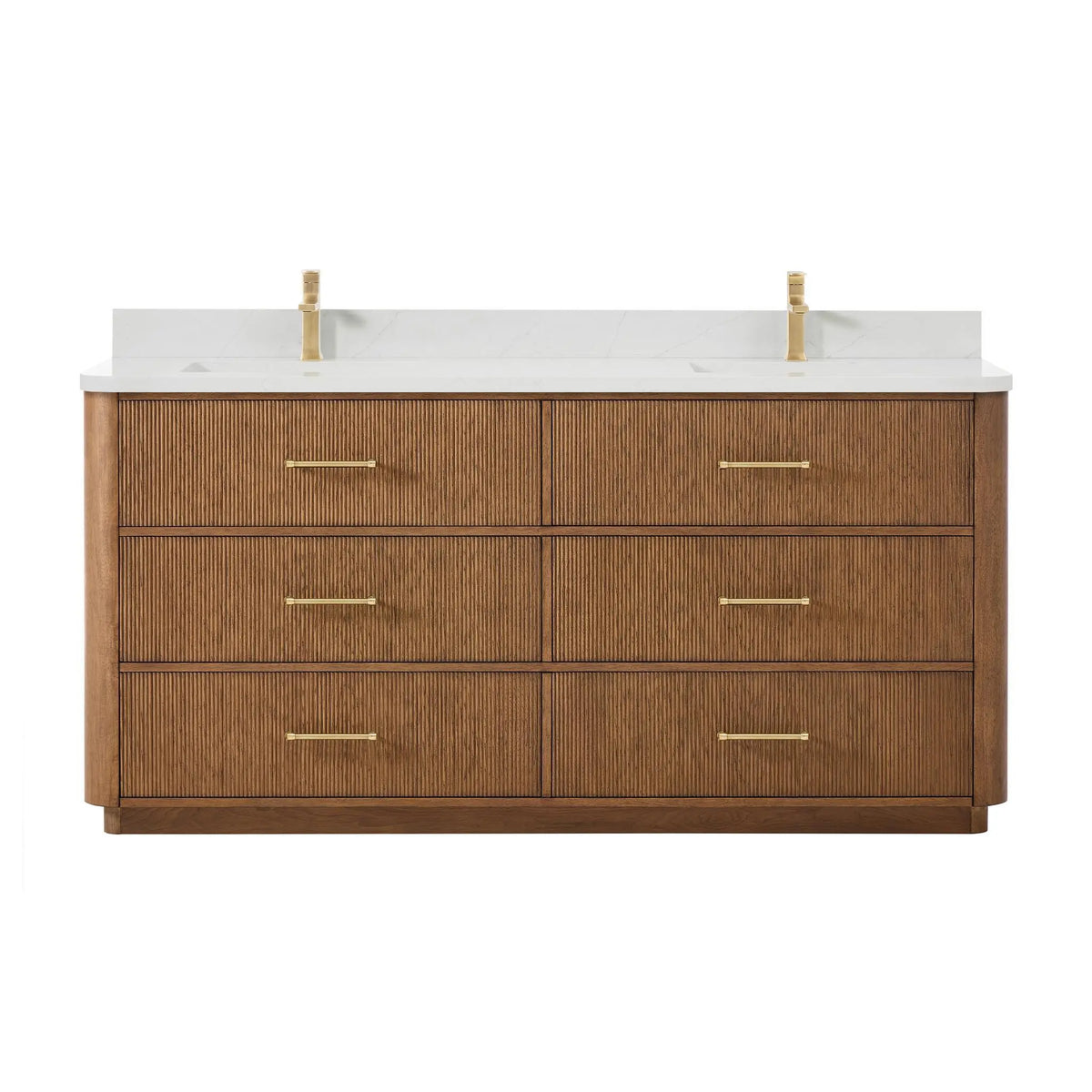 72" Francesca Double Bathroom Vanity Toasted Walnut Satin Bronze Trim by wyndham View 1