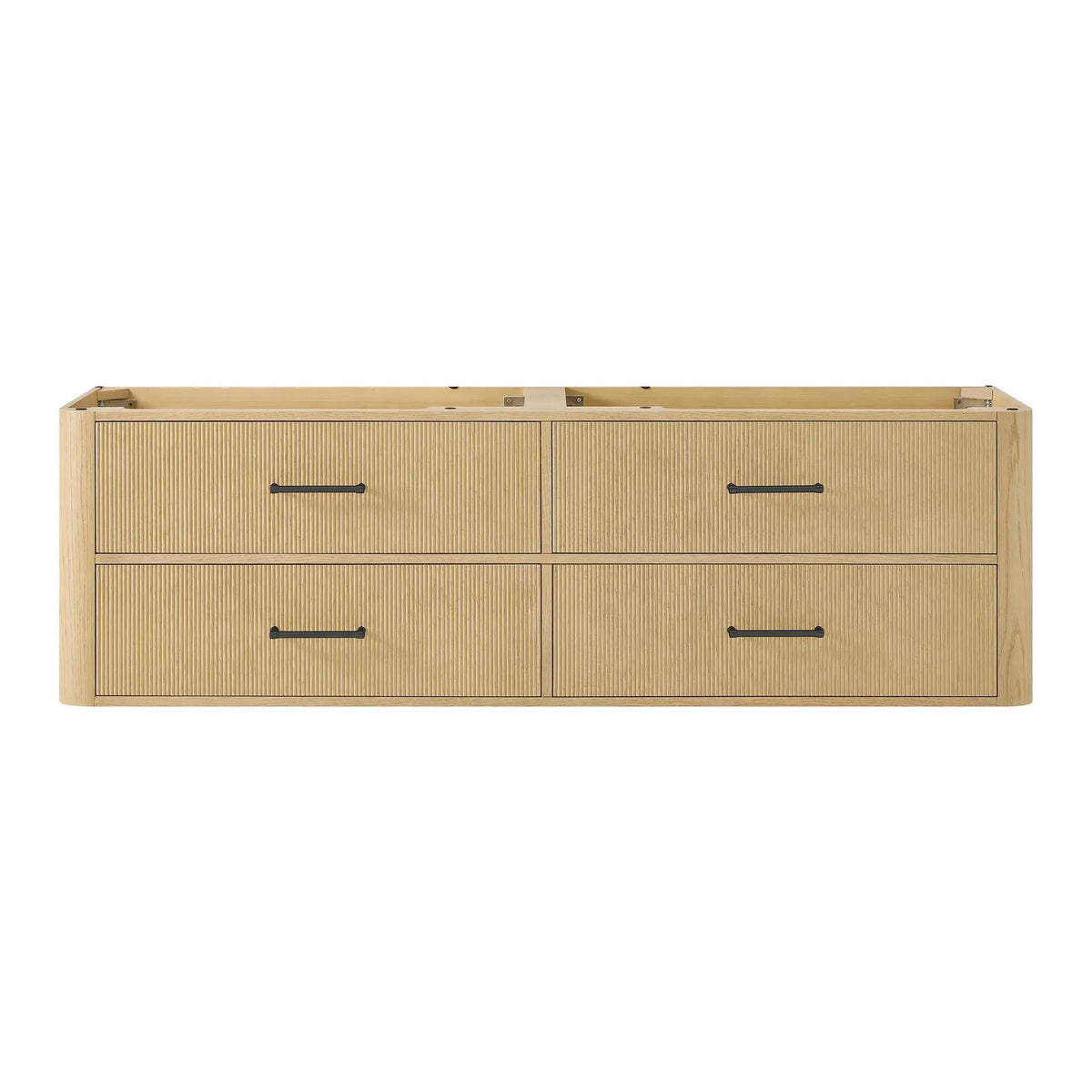 72" Francesca Double Wall Mounted Bathroom Vanity Scandinavian Oak Matte Black Trim by wyndham View 21