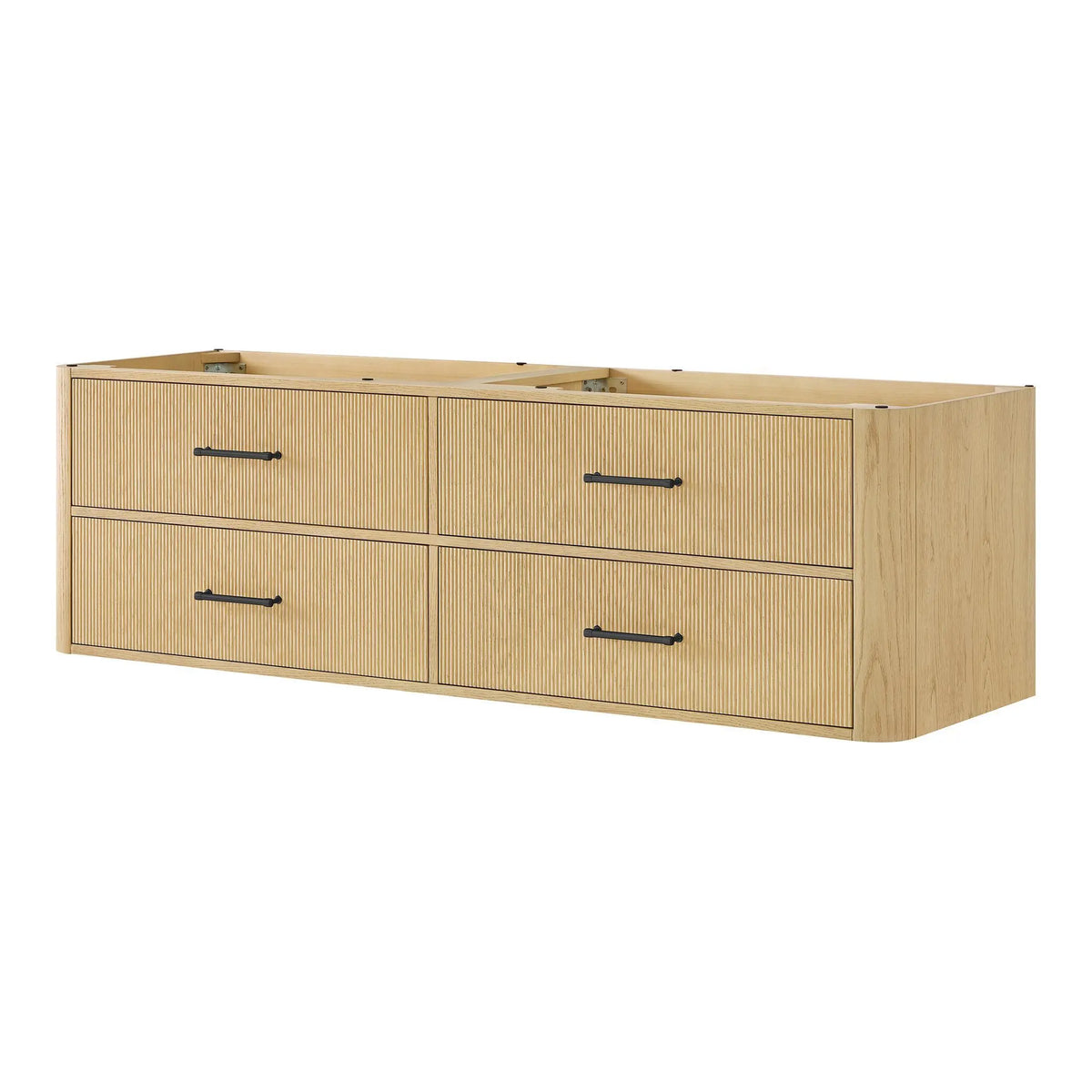 72" Francesca Double Wall Mounted Bathroom Vanity Scandinavian Oak Matte Black Trim by wyndham View 24