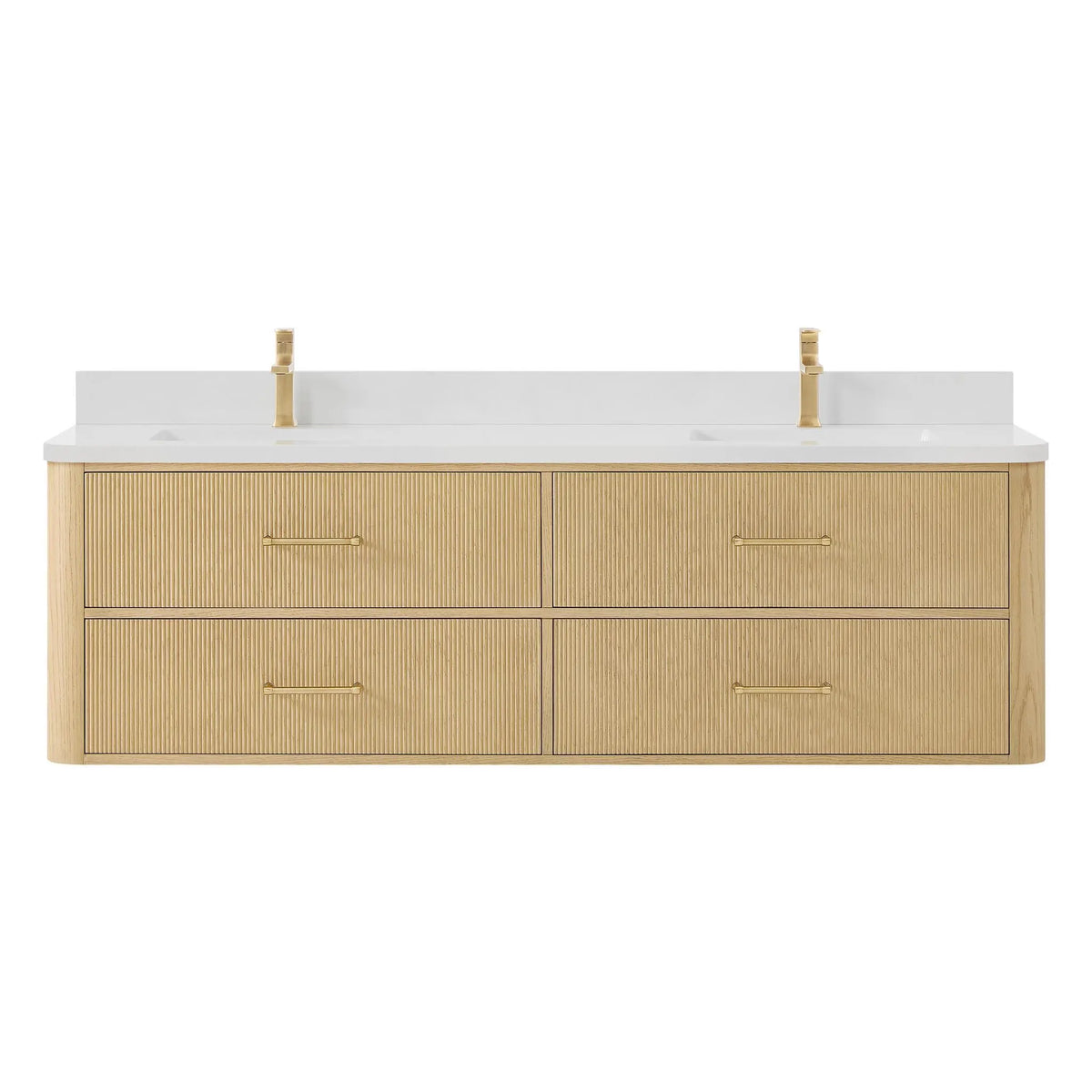 72" Francesca Double Wall Mounted Bathroom Vanity Scandinavian Oak Satin Bronze Trim by wyndham View 11