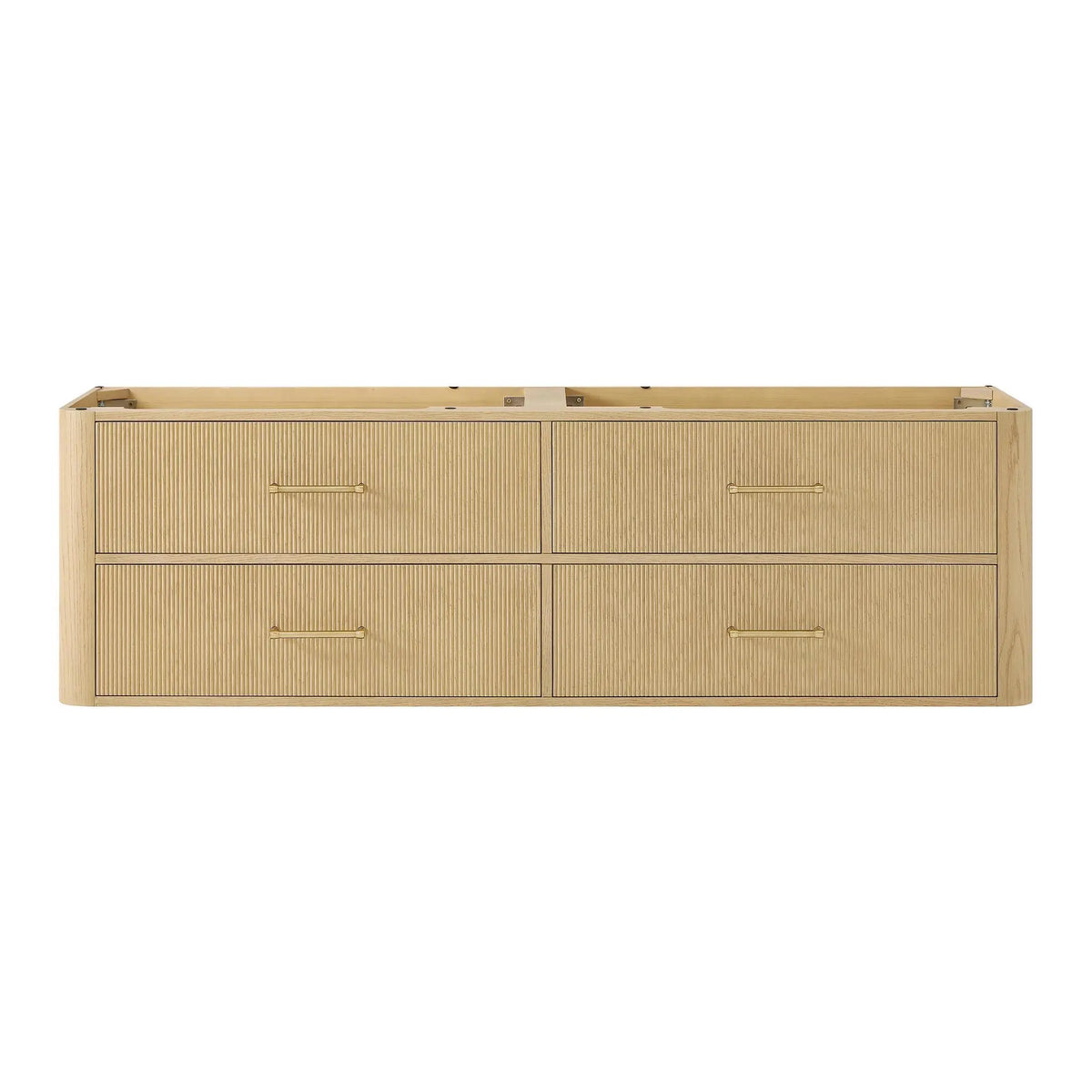 72" Francesca Double Wall Mounted Bathroom Vanity Scandinavian Oak Satin Bronze Trim by wyndham View 21